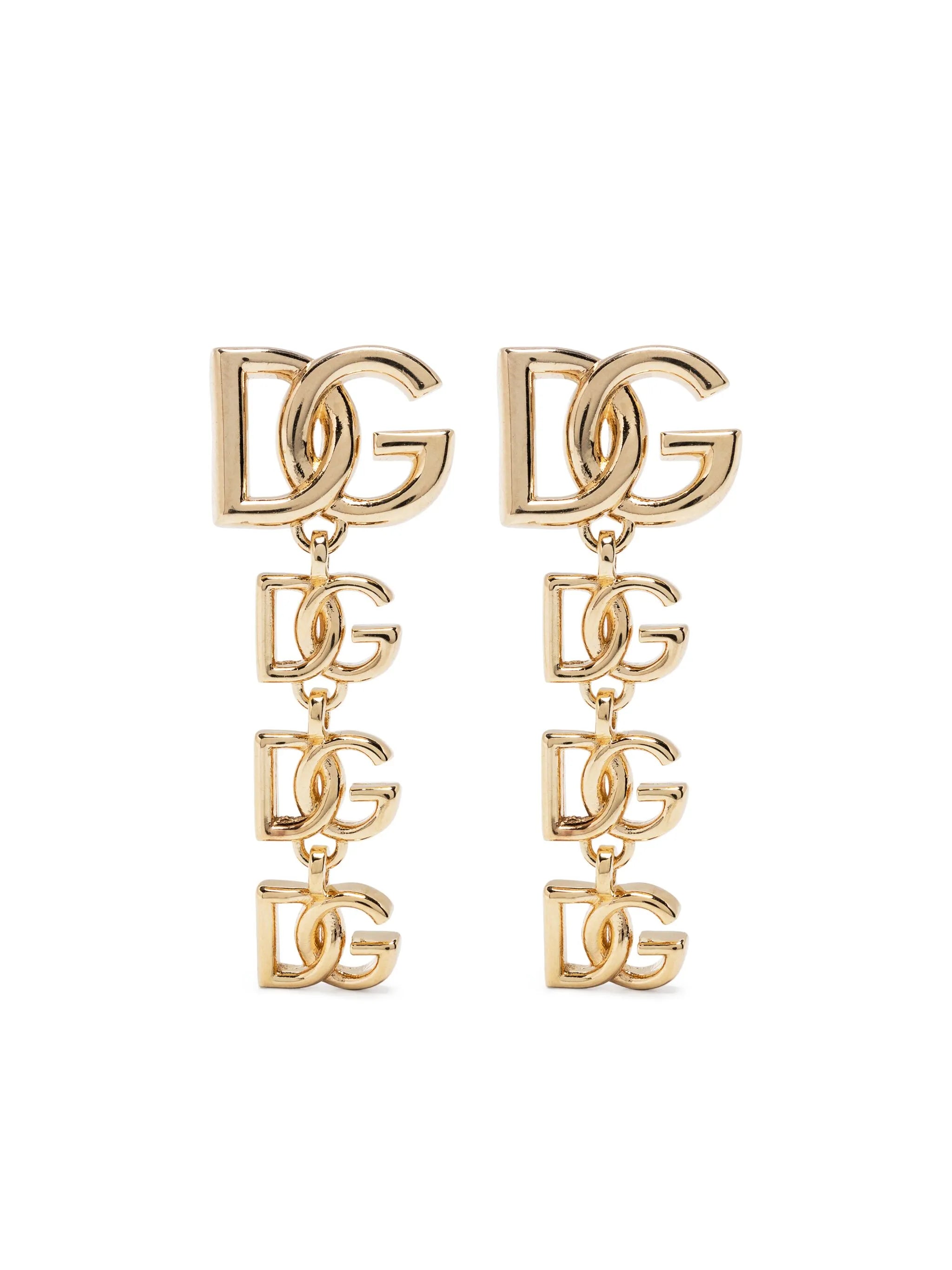 logo-lettering drop earrings