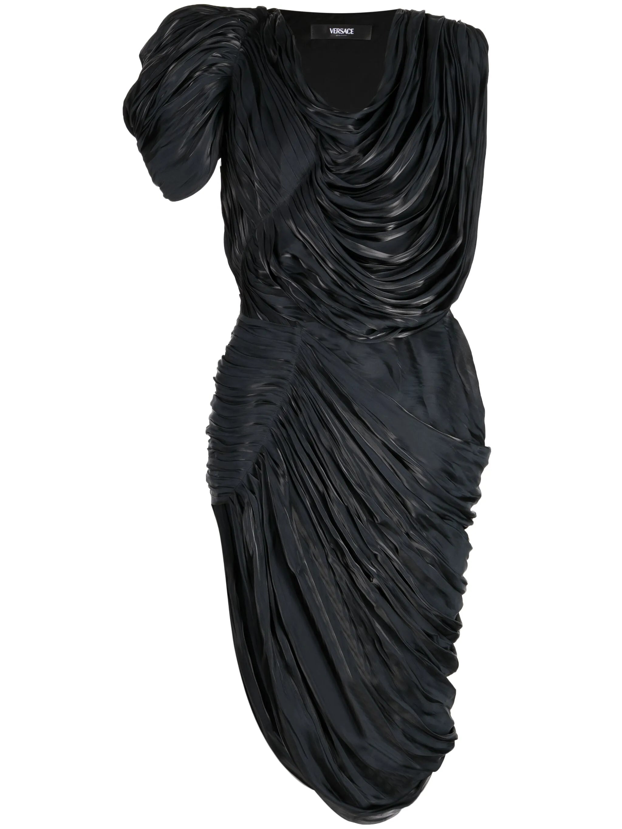 draped pleated midi dress