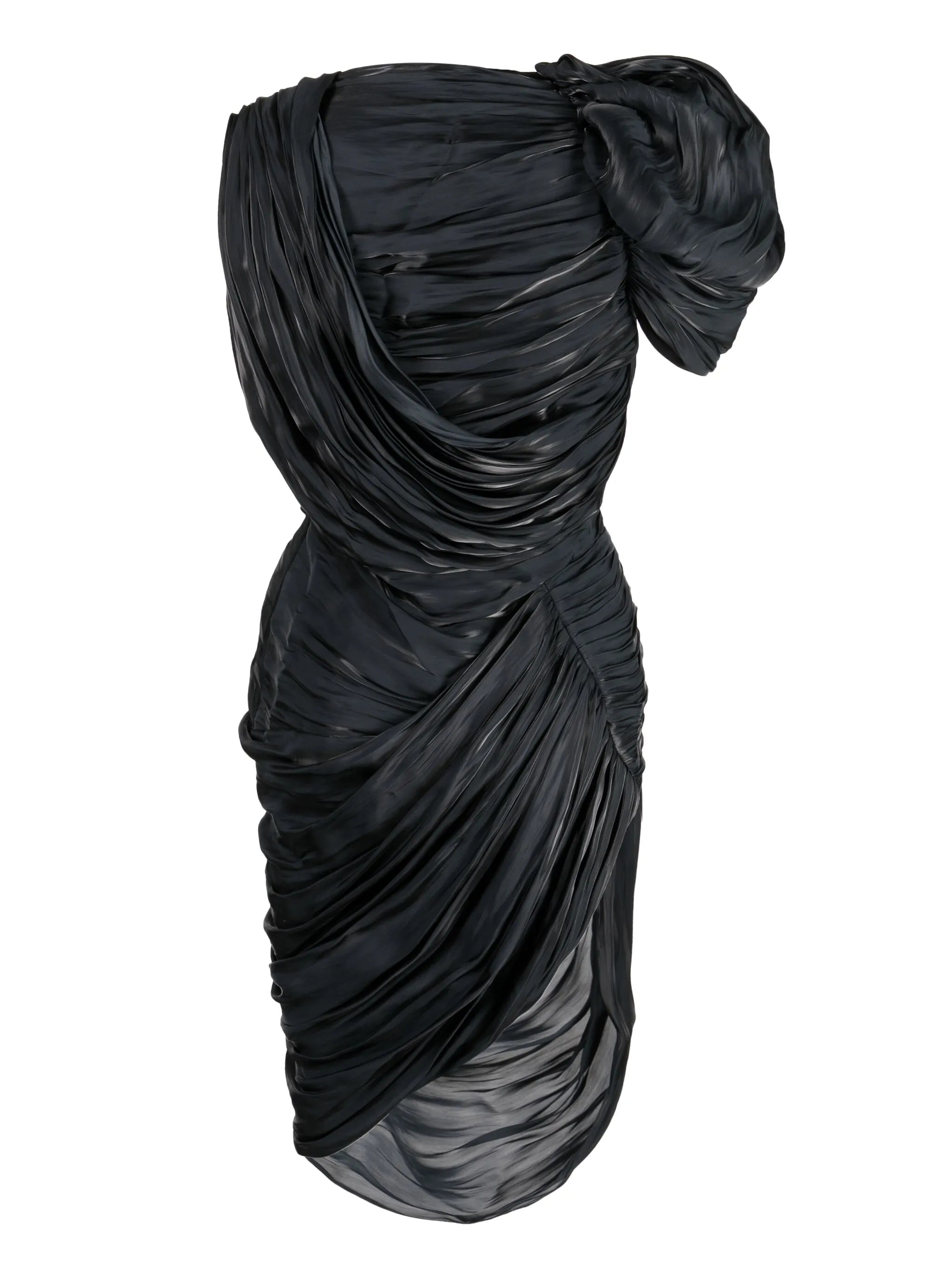 draped pleated midi dress
