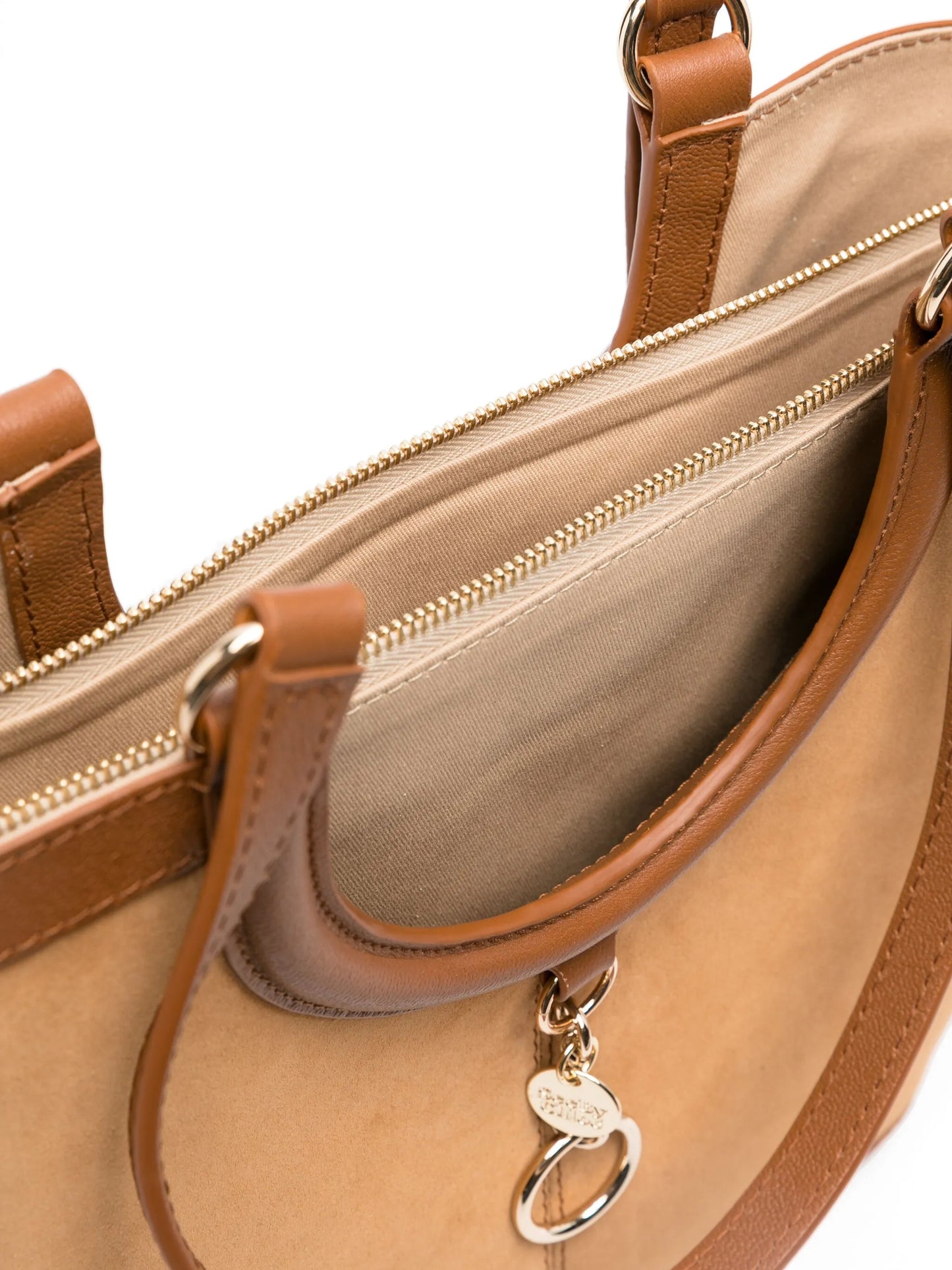 logo-engraved suede tote bag
