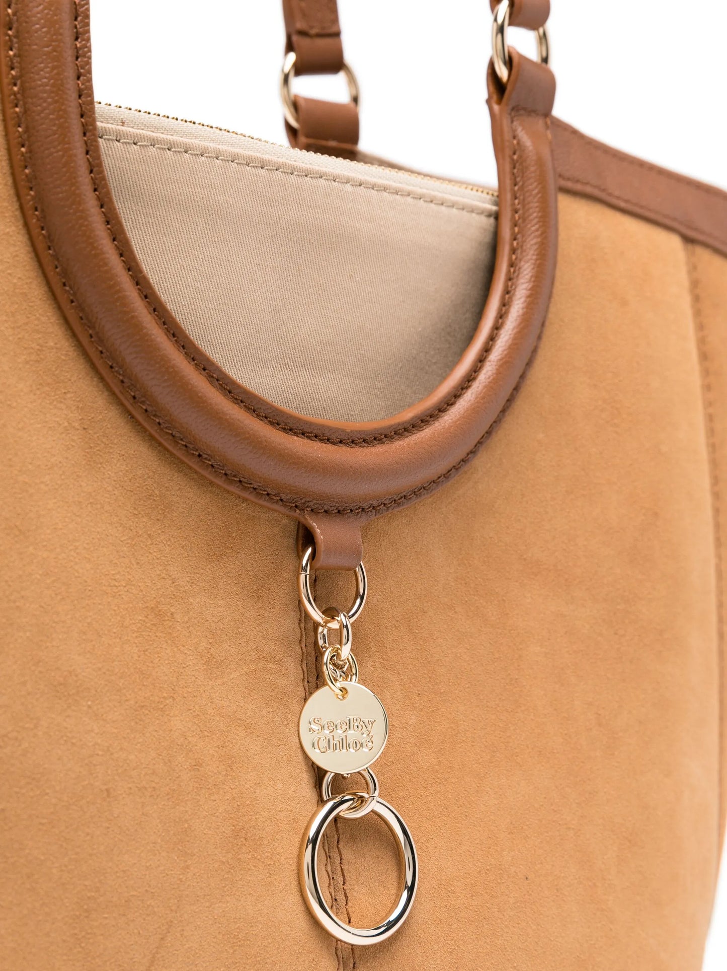 logo-engraved suede tote bag