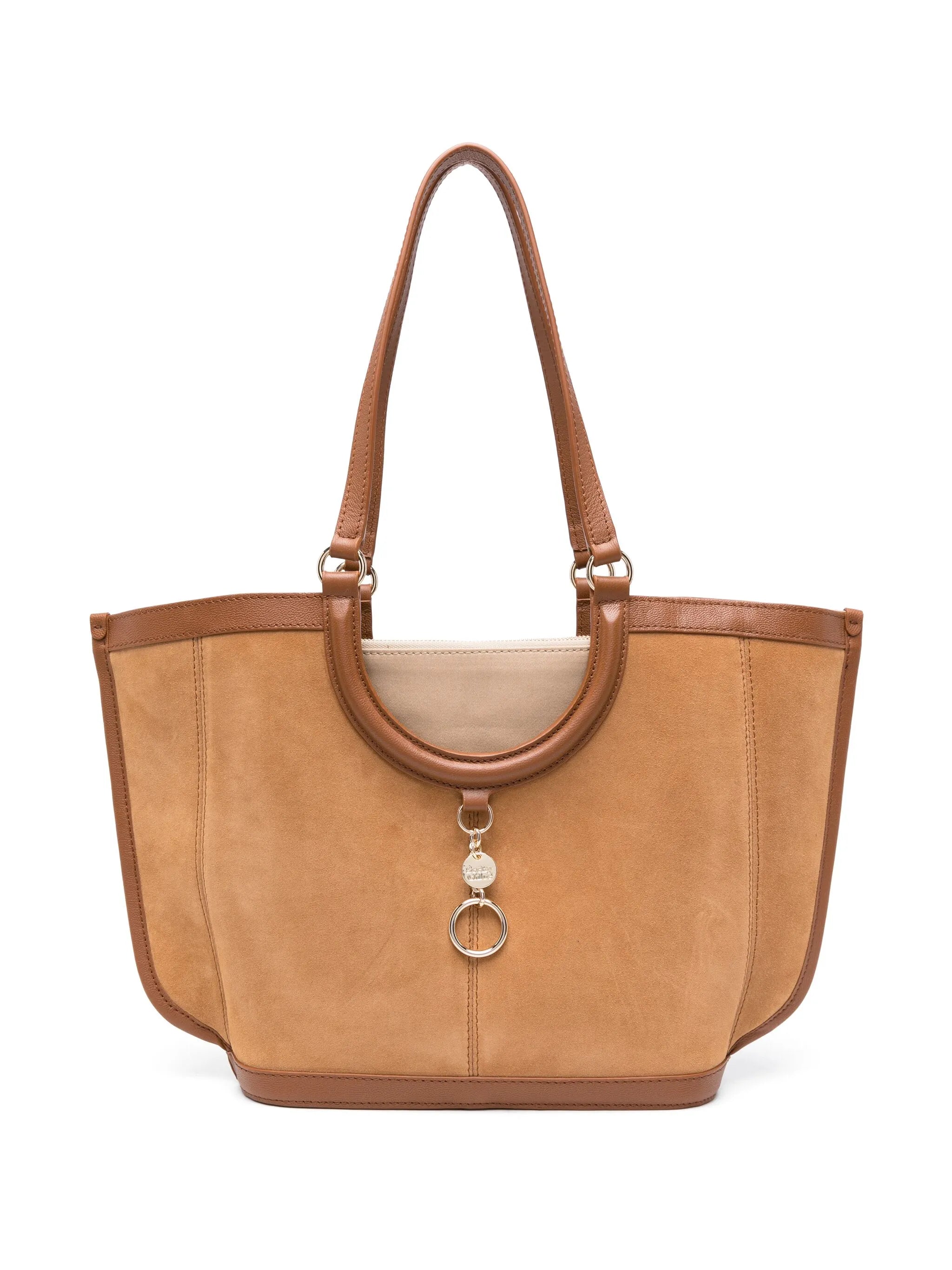 logo-engraved suede tote bag