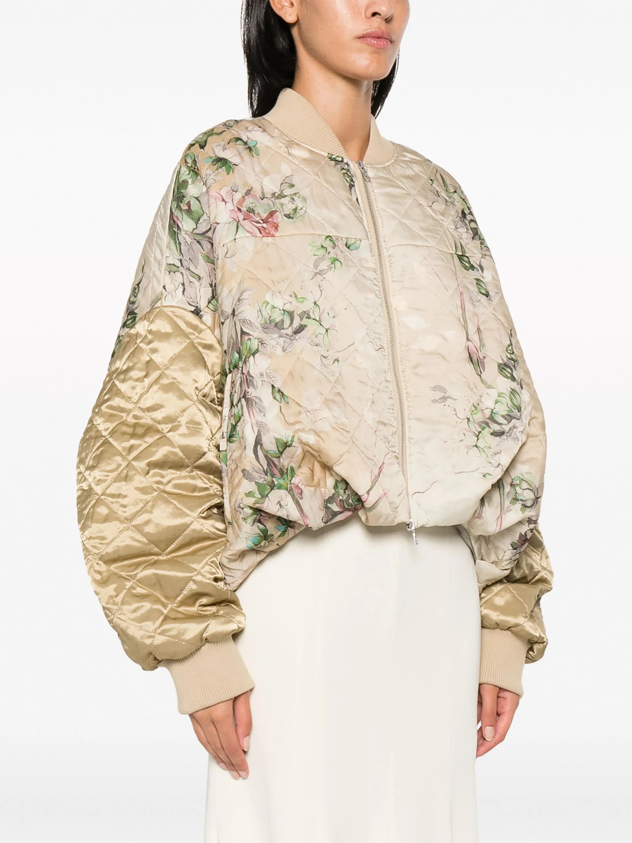 Watercolour Bouquet-print bomber jacket