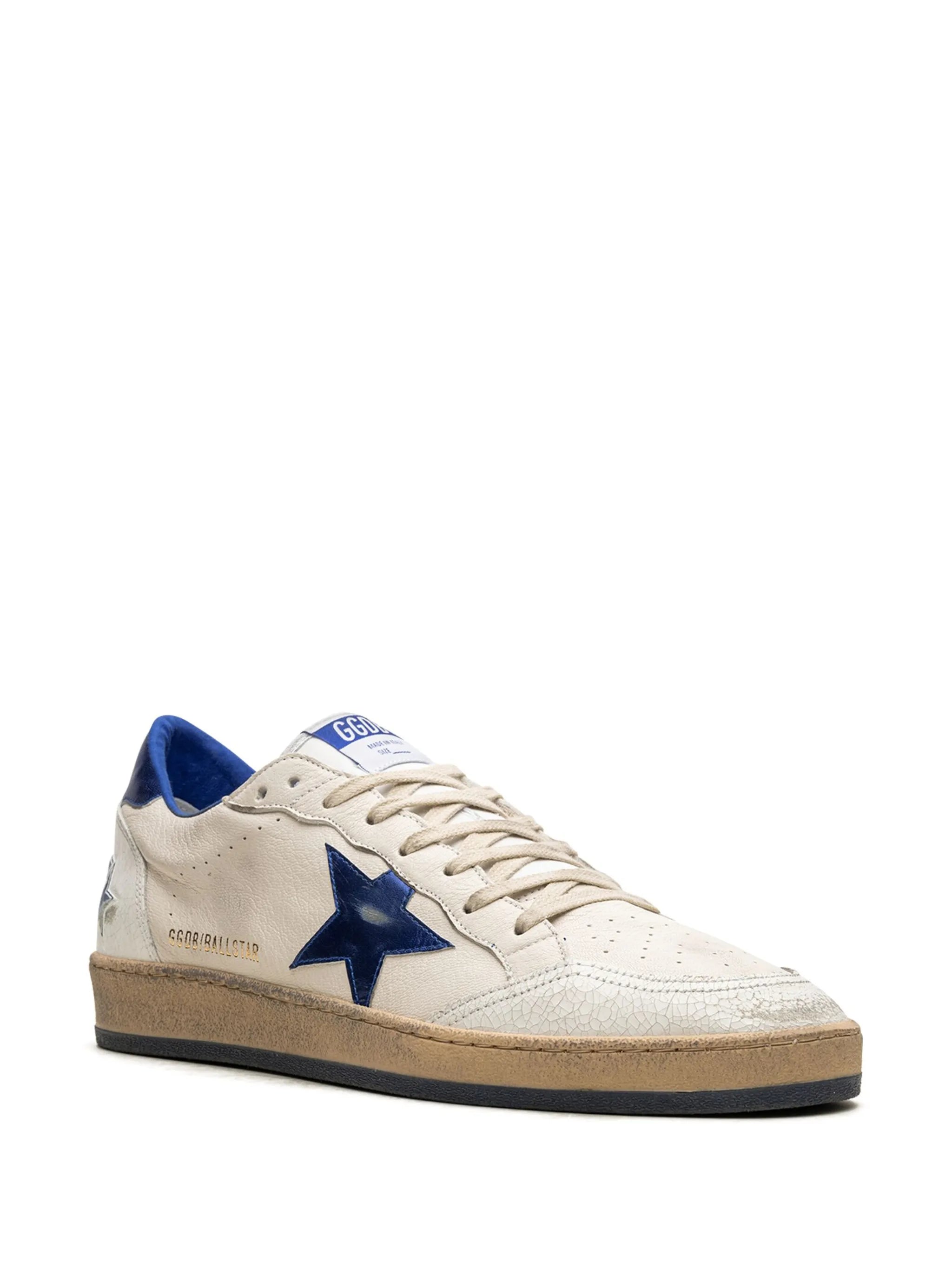 Ball Star in white nappa with blue star and heels tab