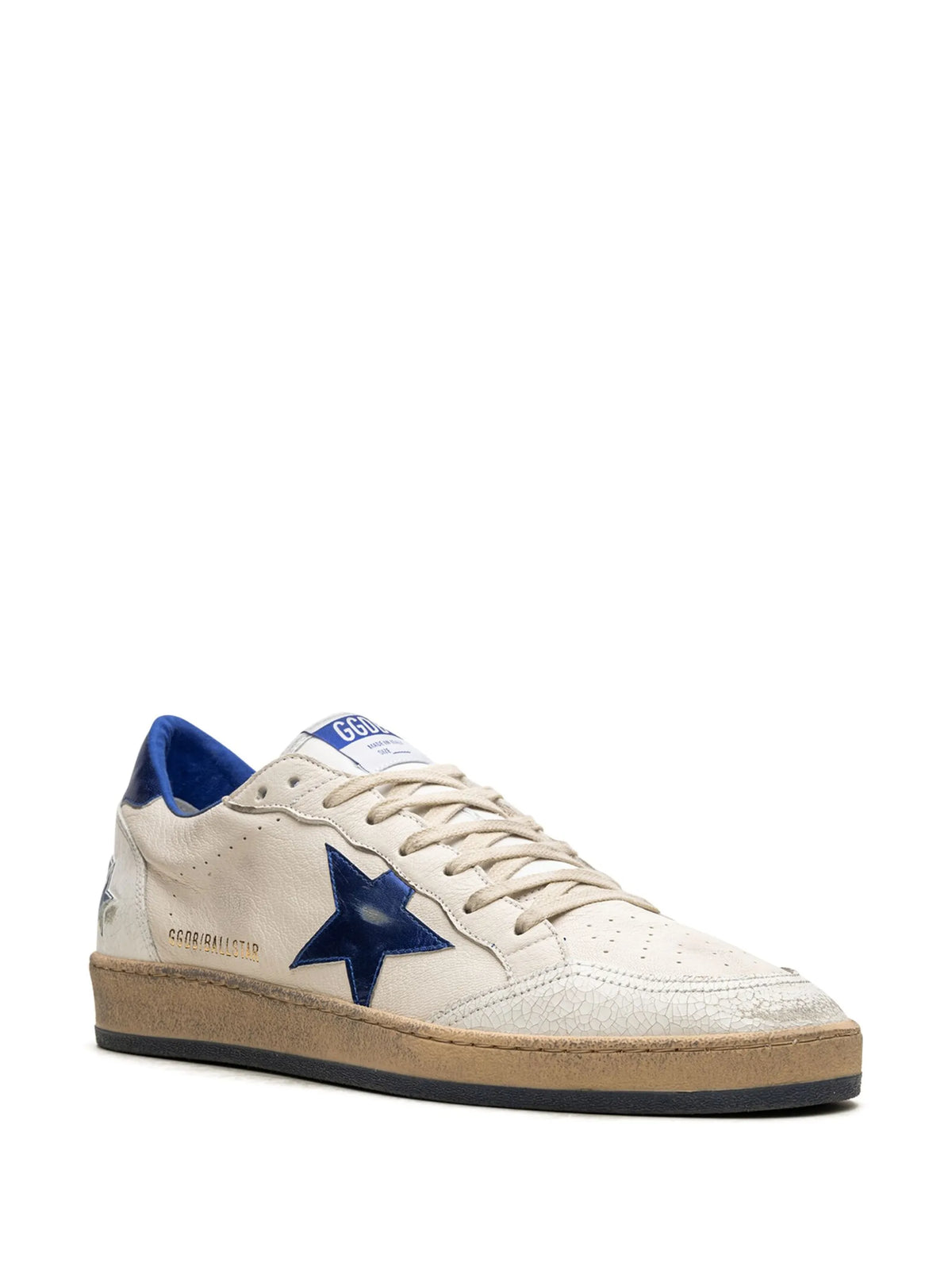 Ball Star in white nappa with blue star and heels tab