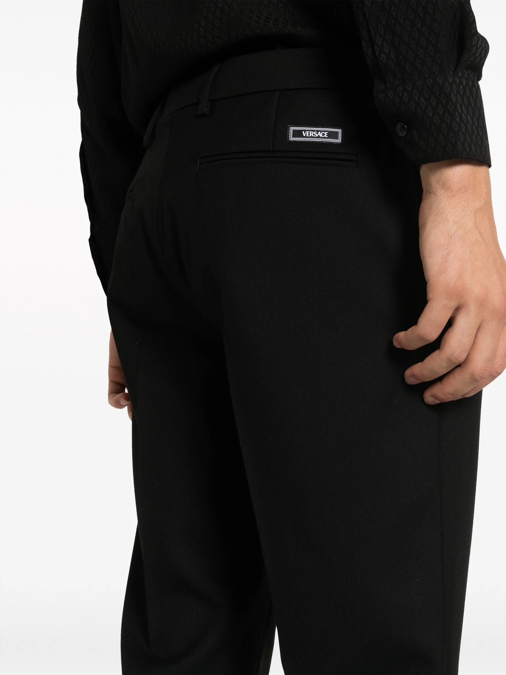 slim-cut wool trousers
