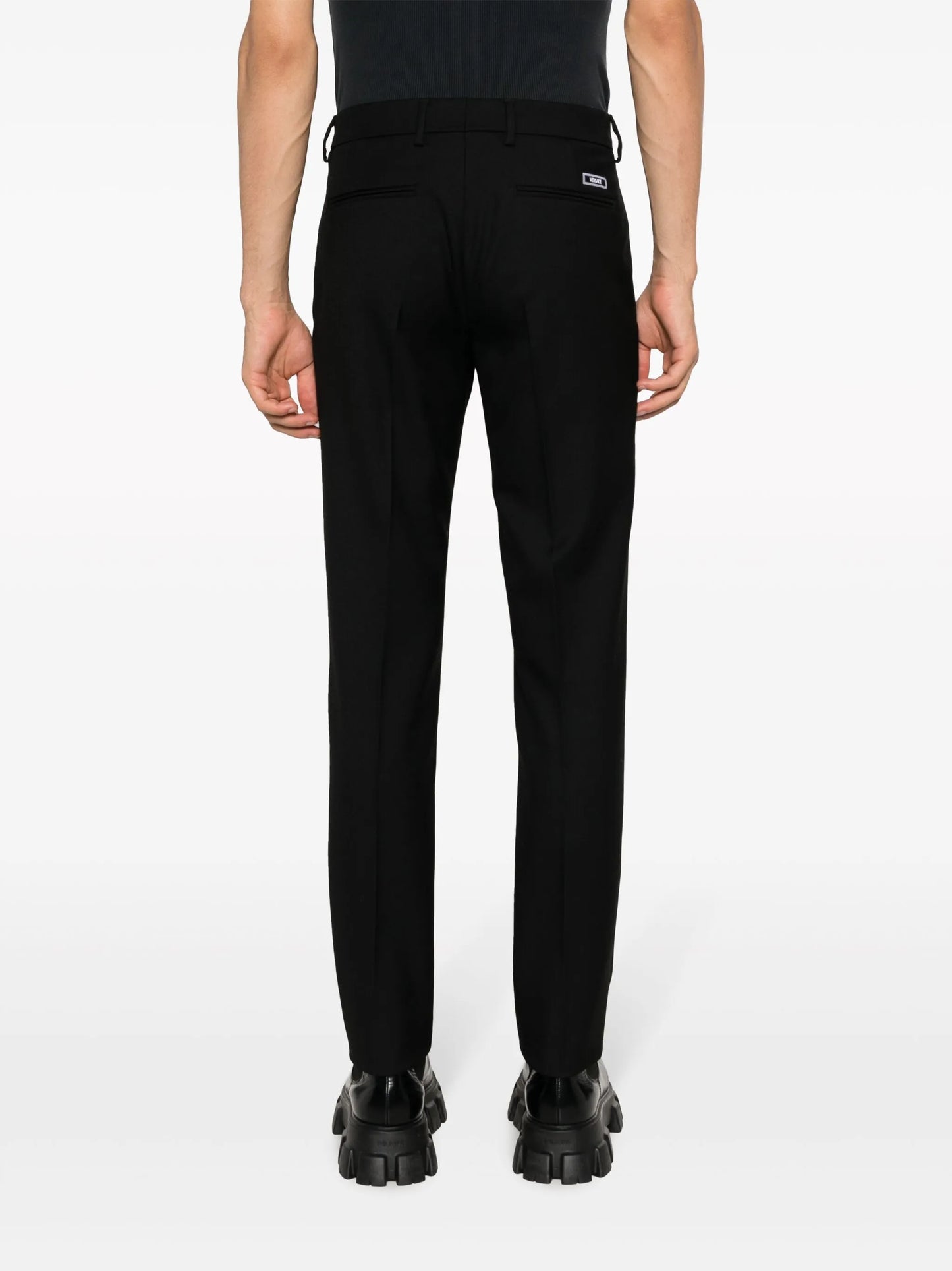 slim-cut wool trousers