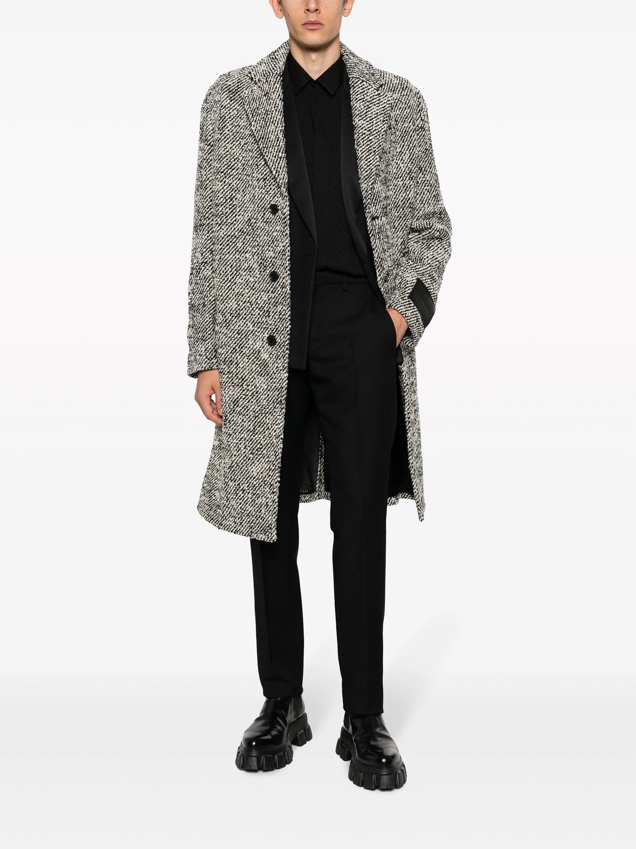 slim-cut wool trousers