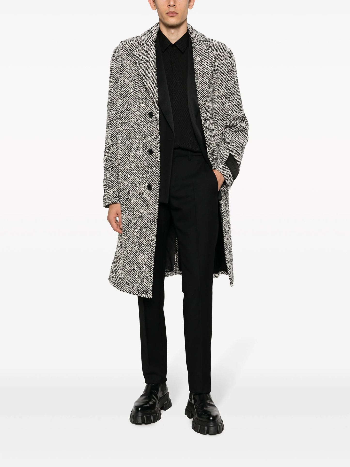slim-cut wool trousers