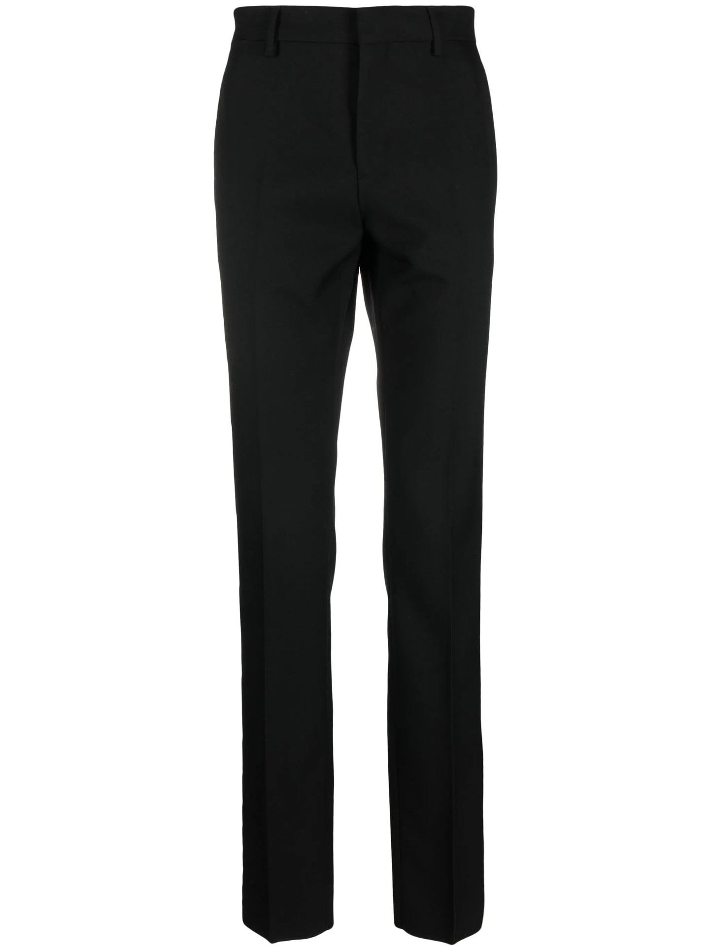slim-cut wool trousers