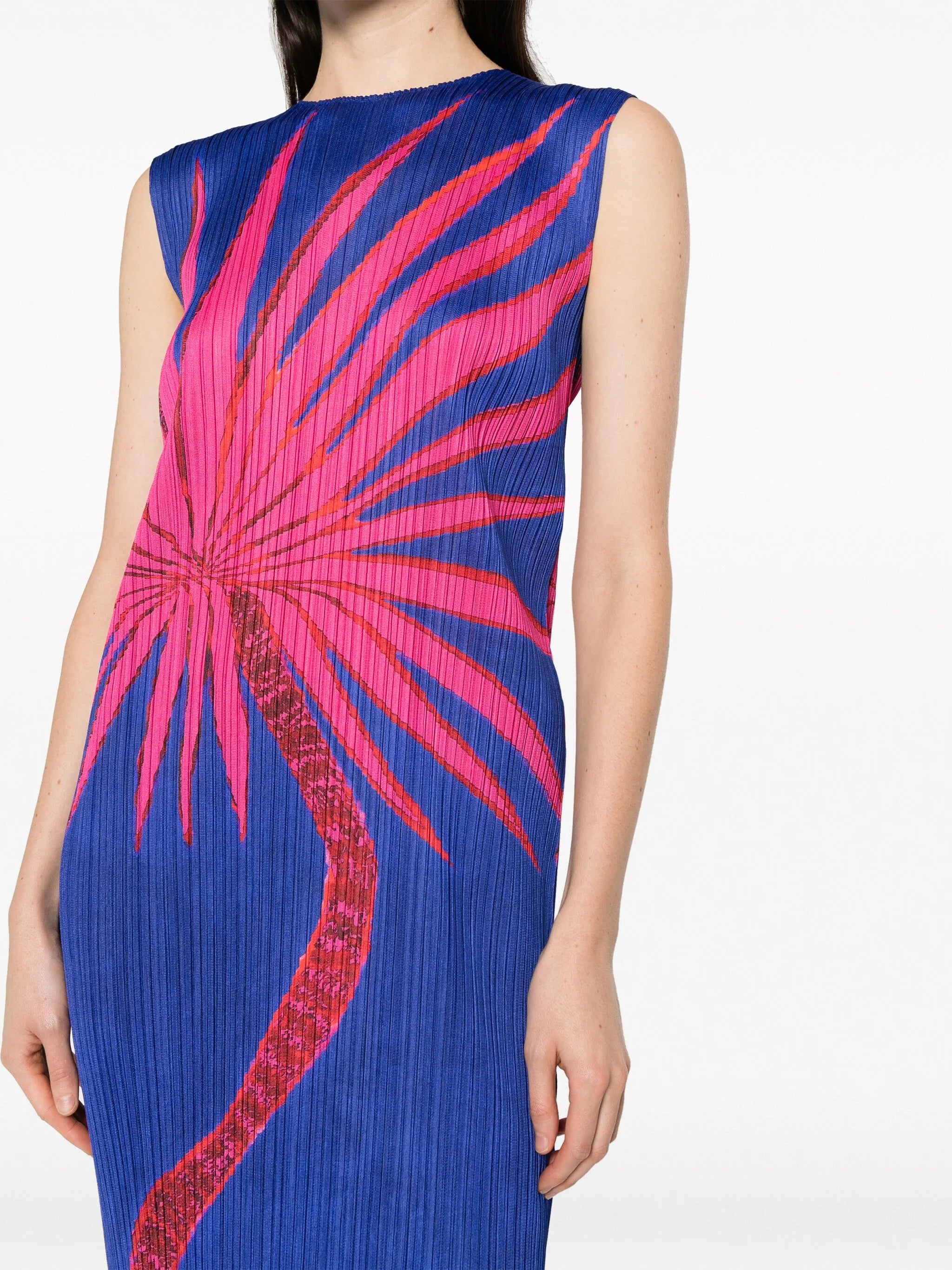 floral-print pleated midi dress