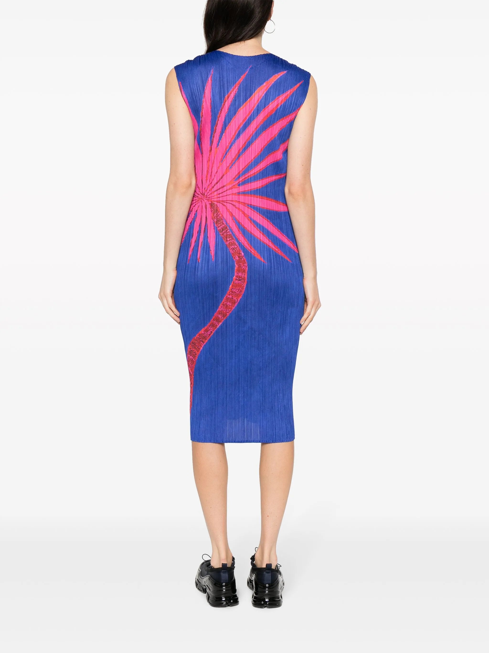 floral-print pleated midi dress