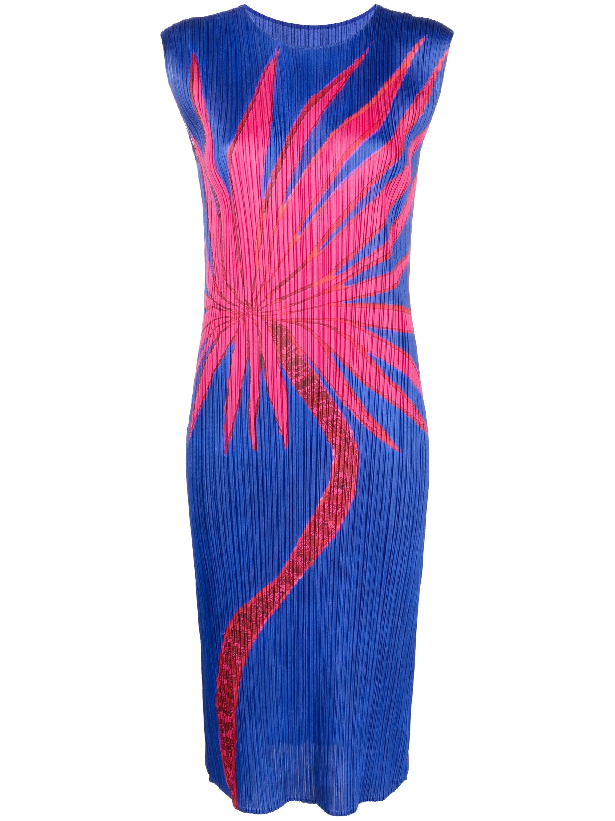 floral-print pleated midi dress
