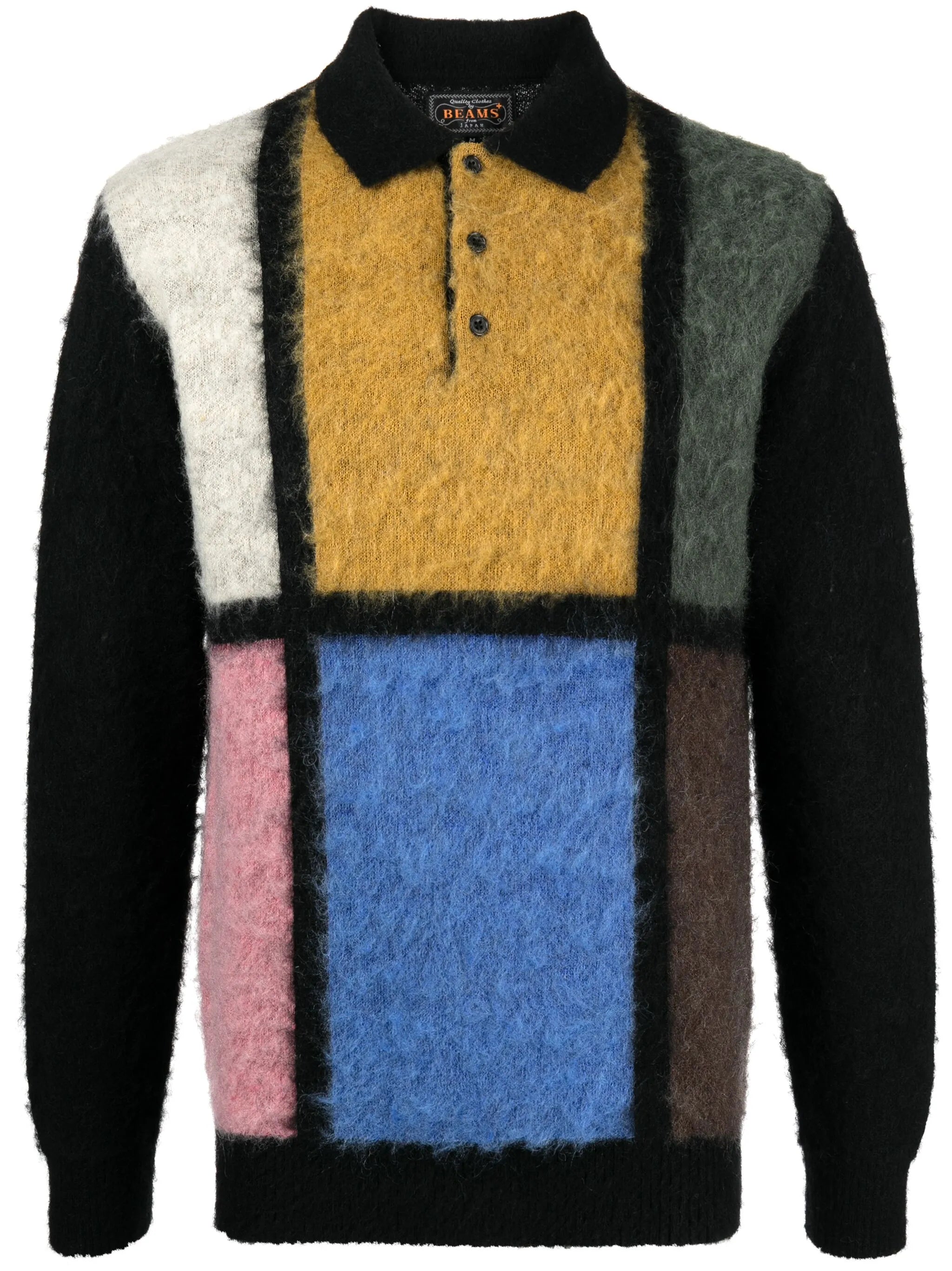 check-pattern polo-collar jumper