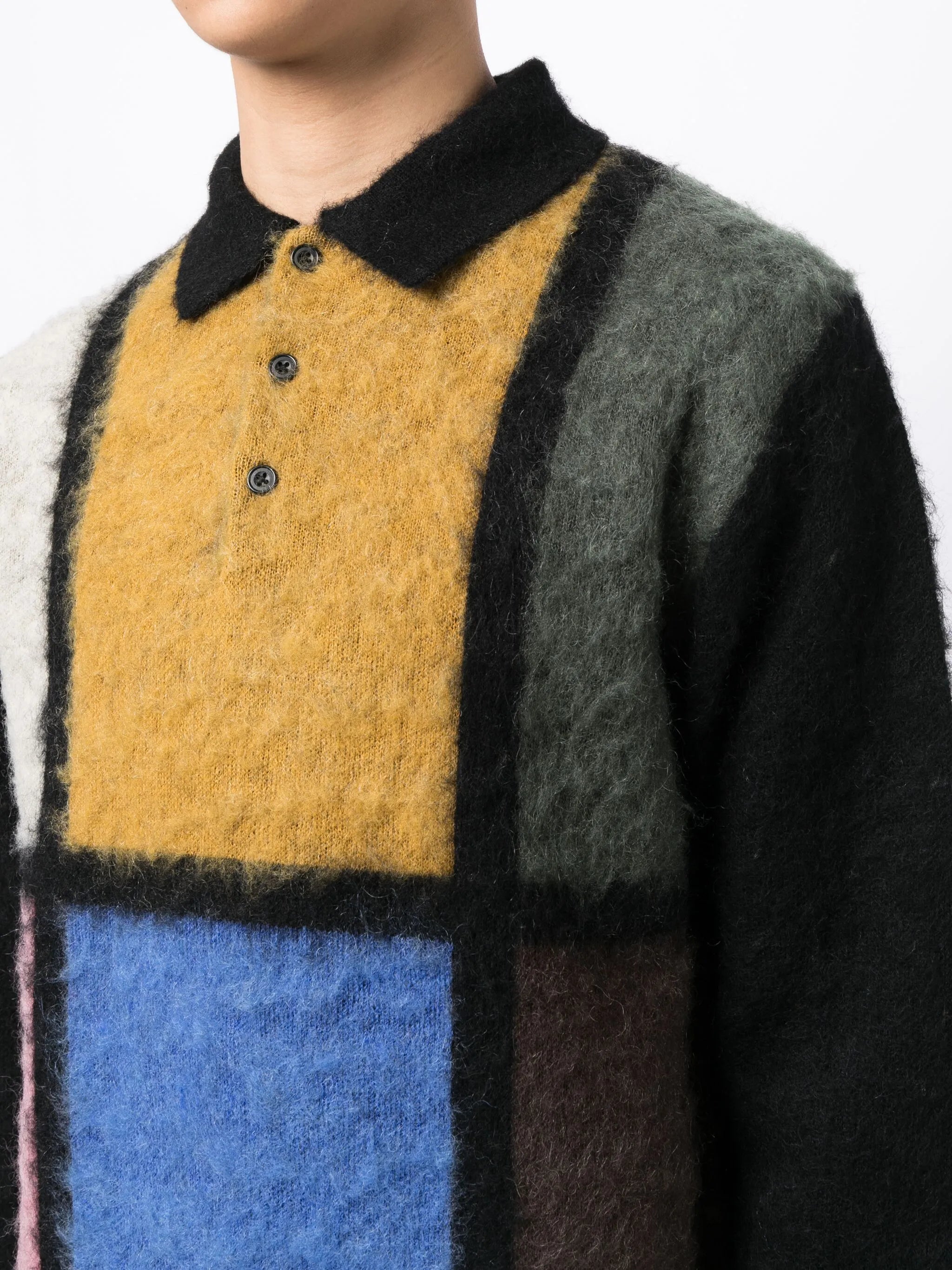 check-pattern polo-collar jumper