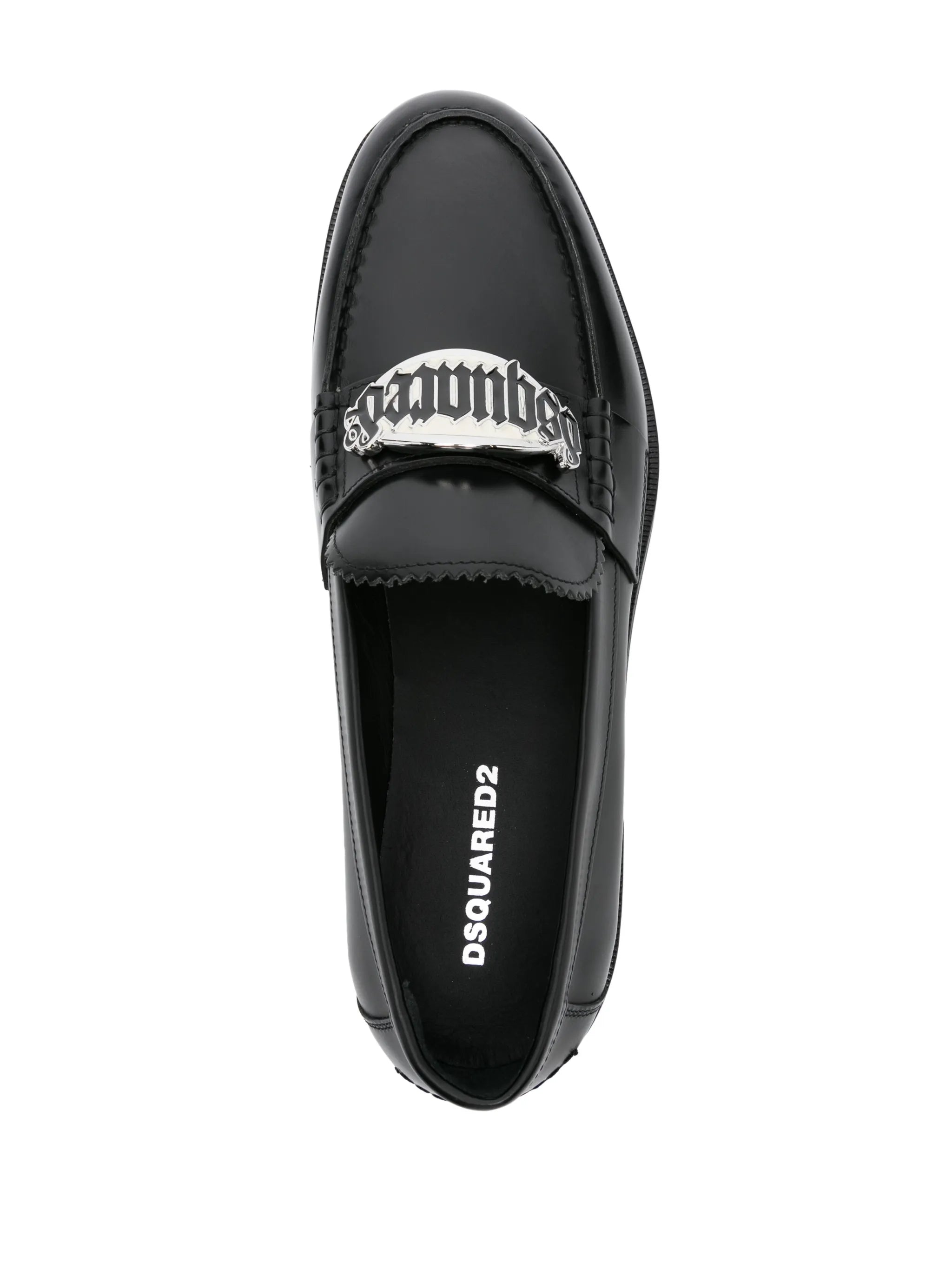 logo-plaque leather loafers