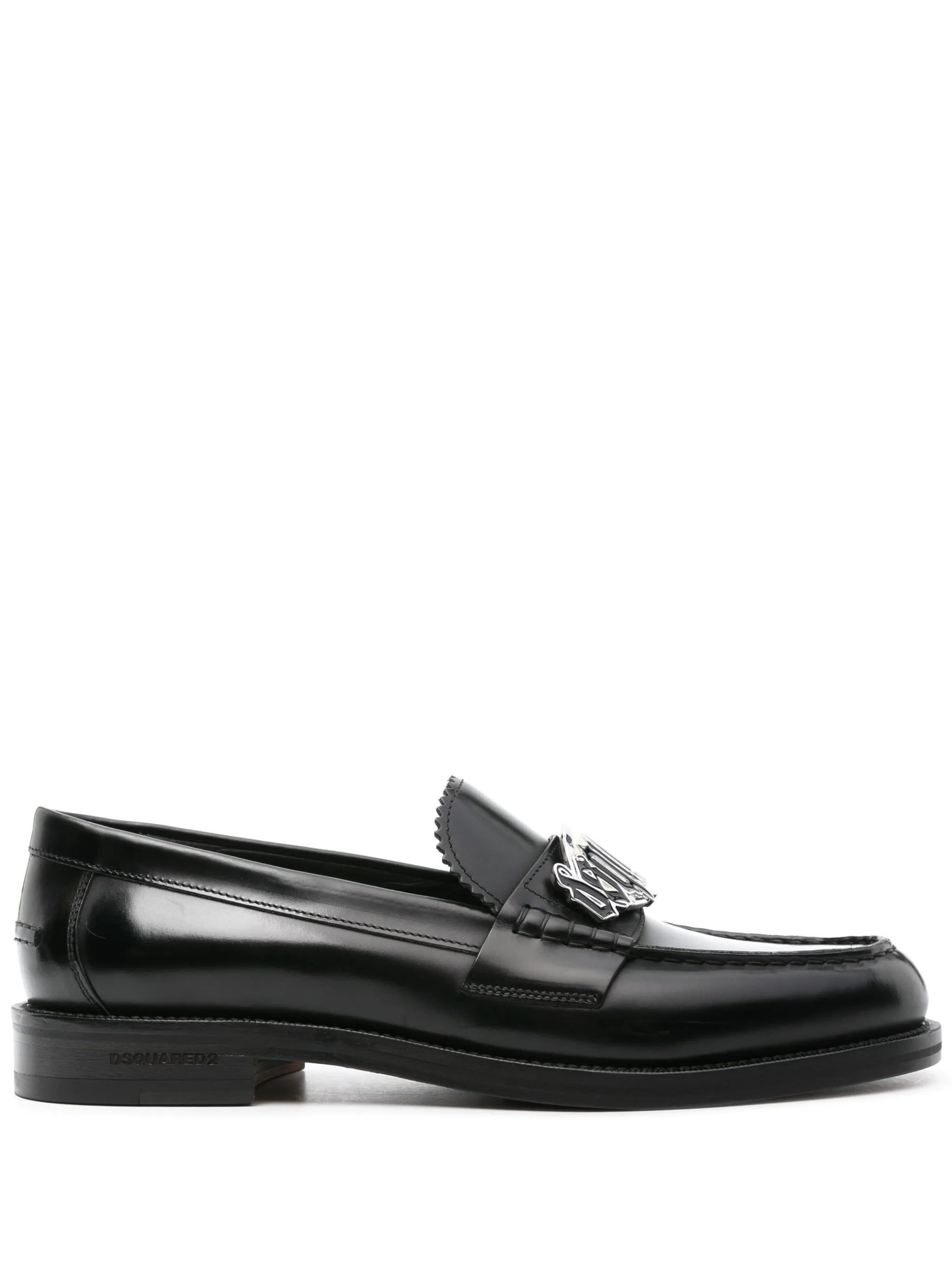 logo-plaque leather loafers