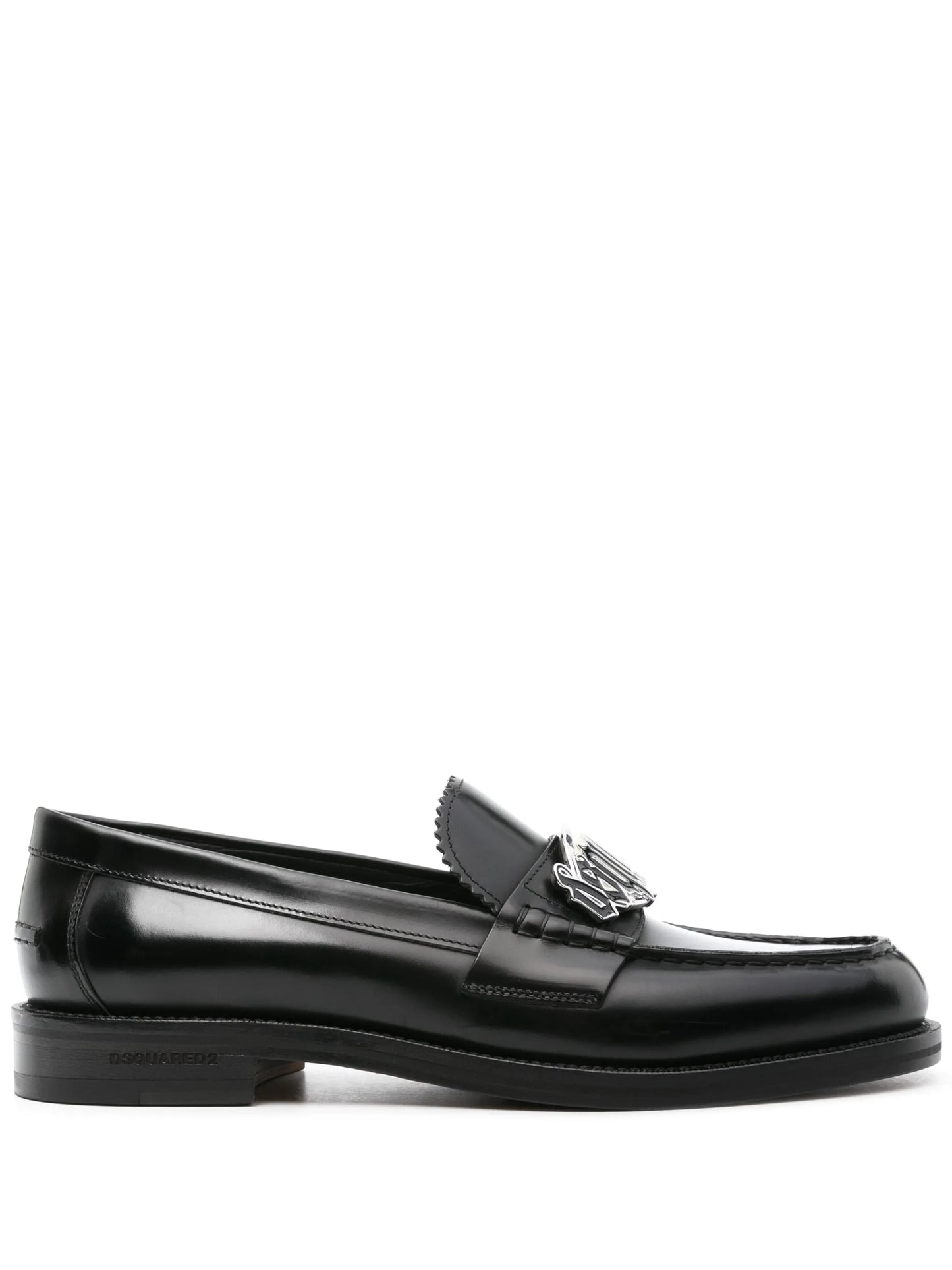 logo-plaque leather loafers