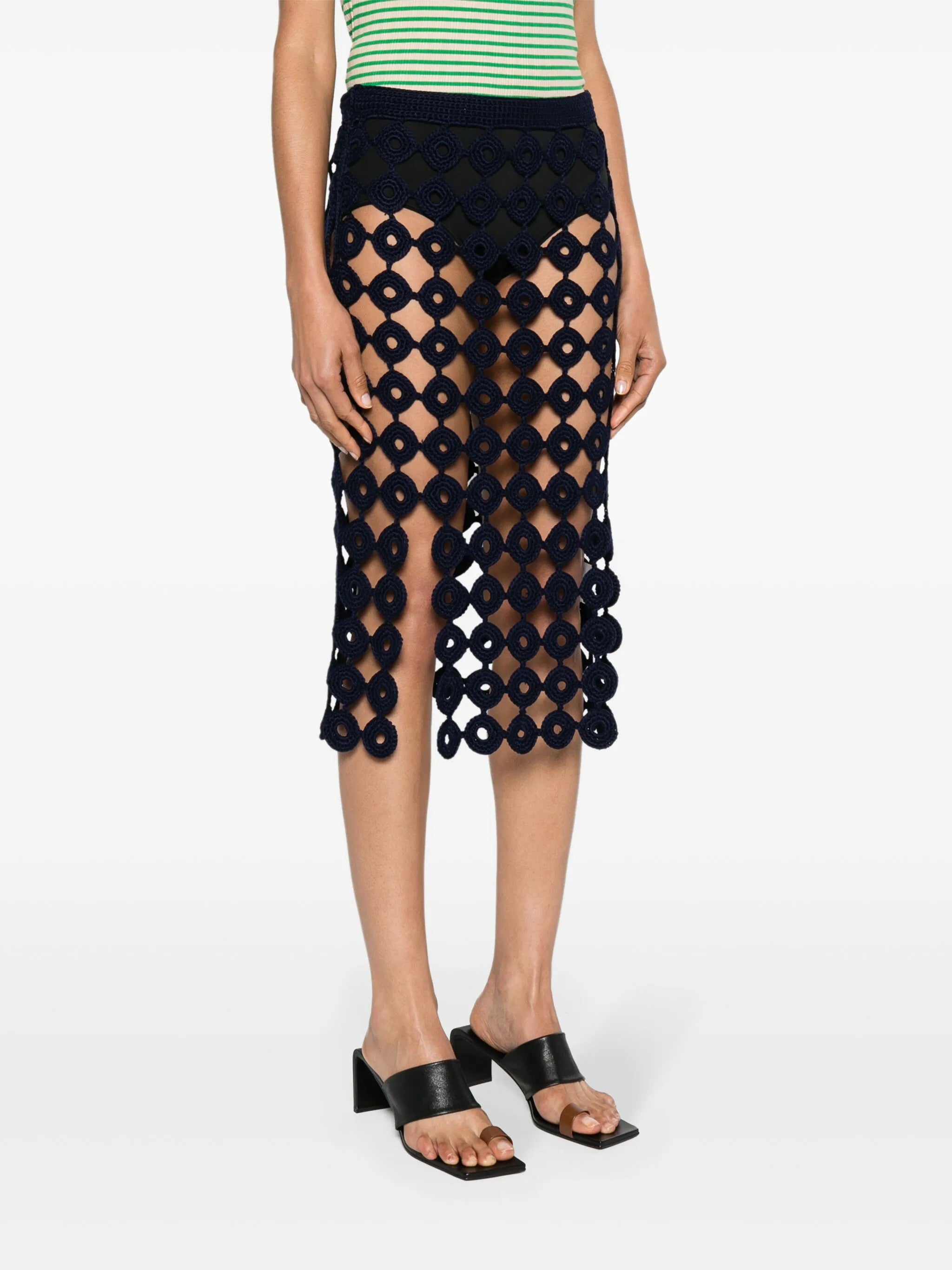 Stanza crochet-knit midi skirt