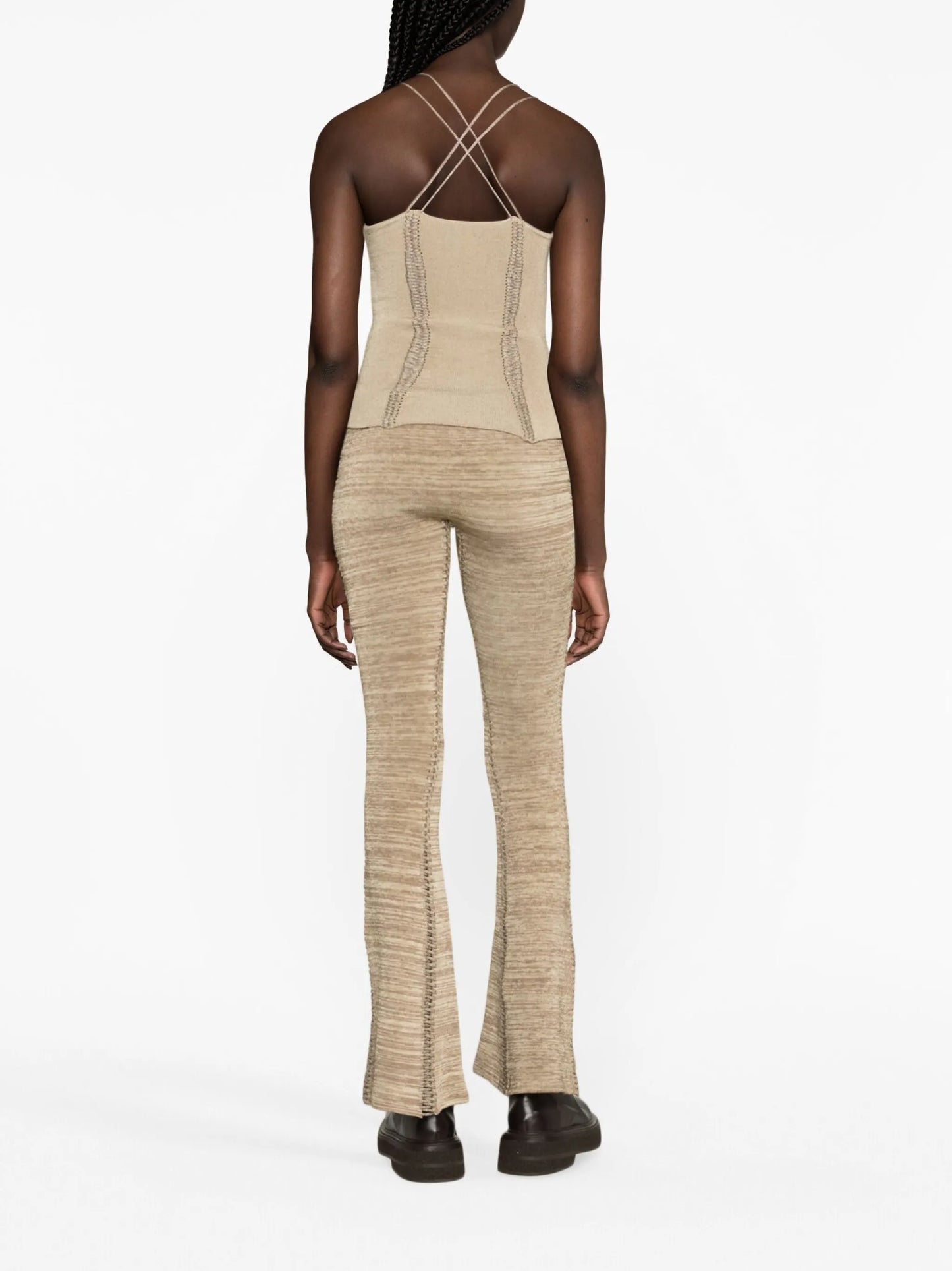 Mirror tonal-stitching top