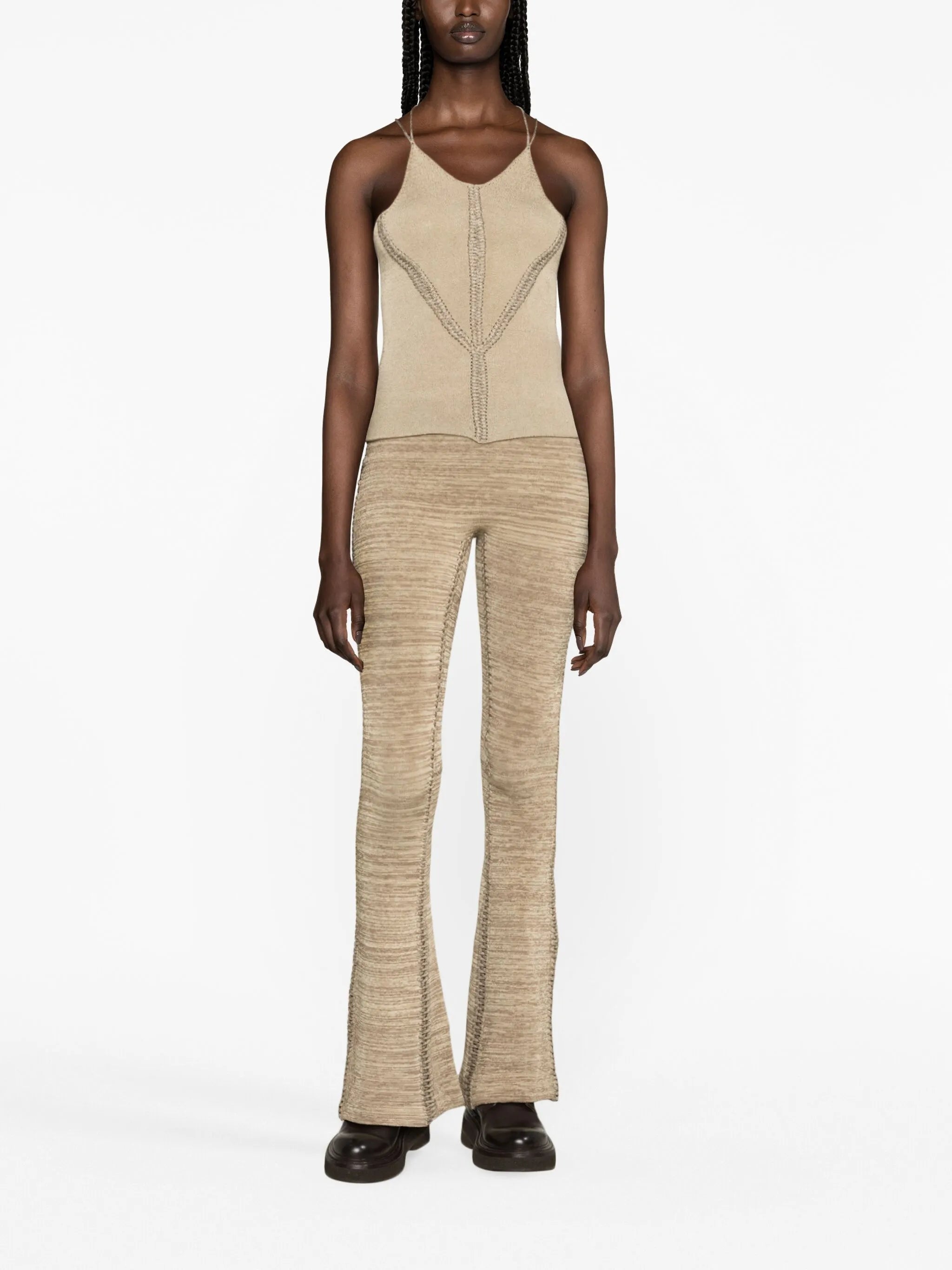 Mirror tonal-stitching top