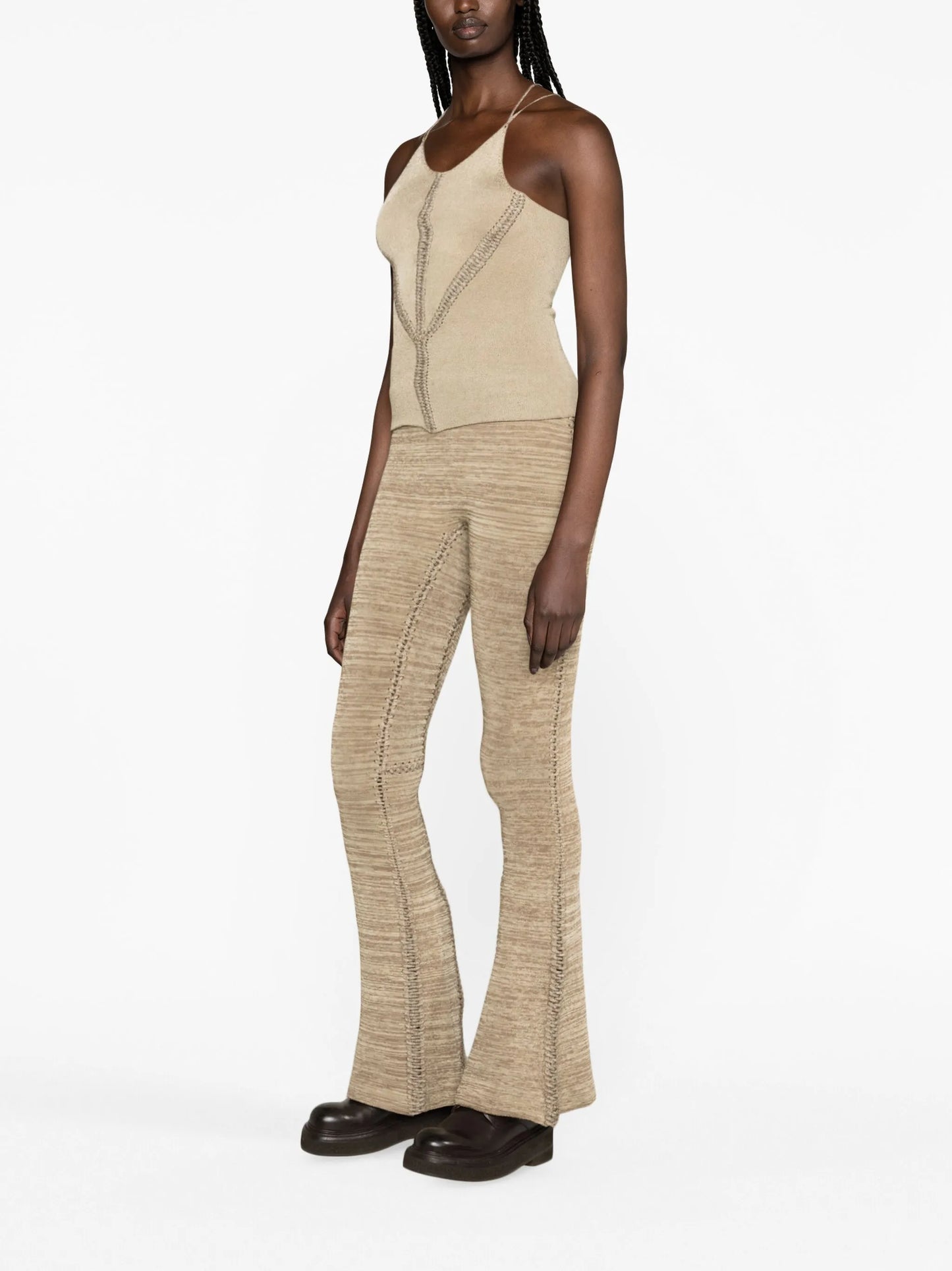 Mirror tonal-stitching top