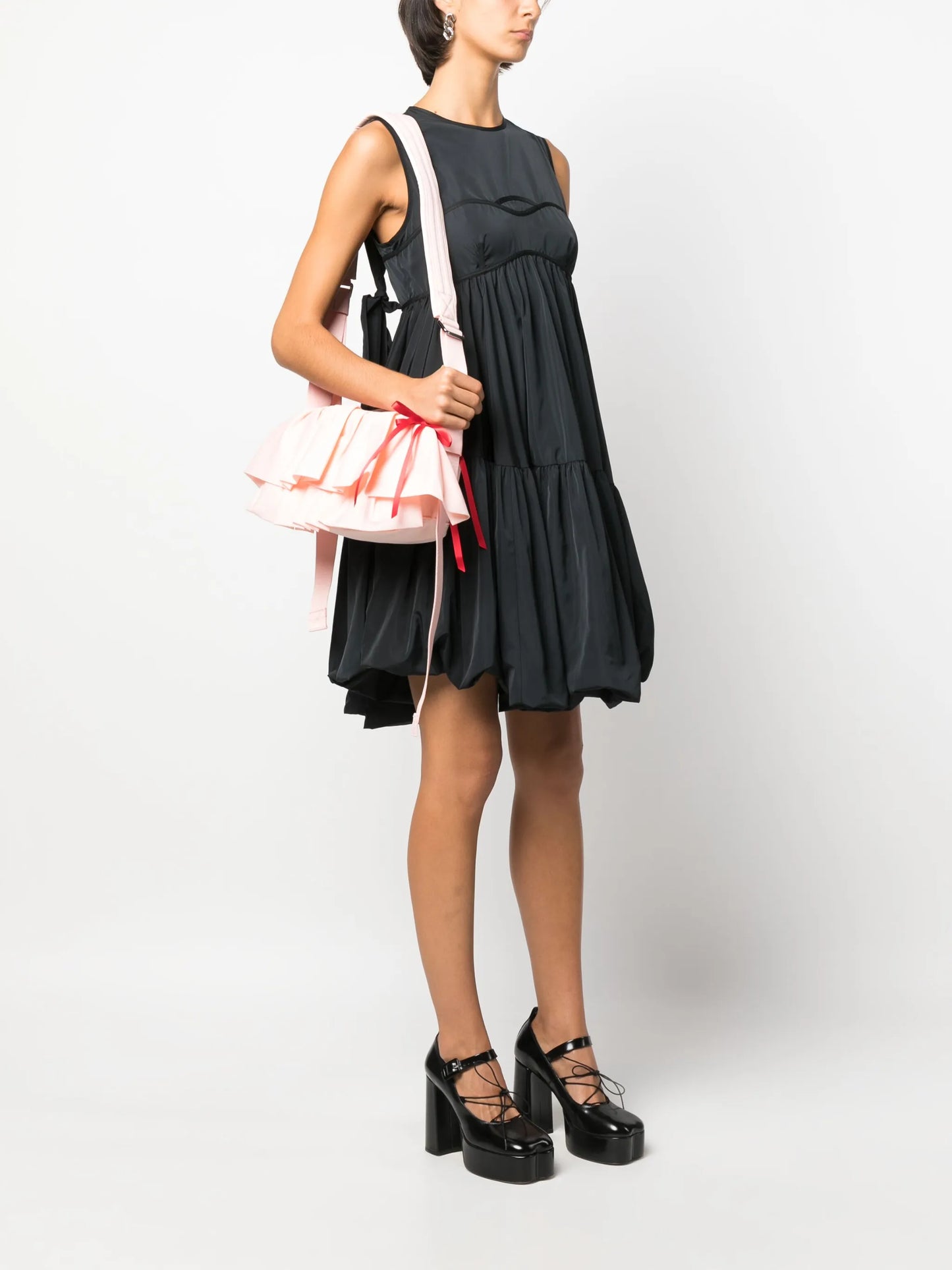 ruffled bow-detail crossbody bag