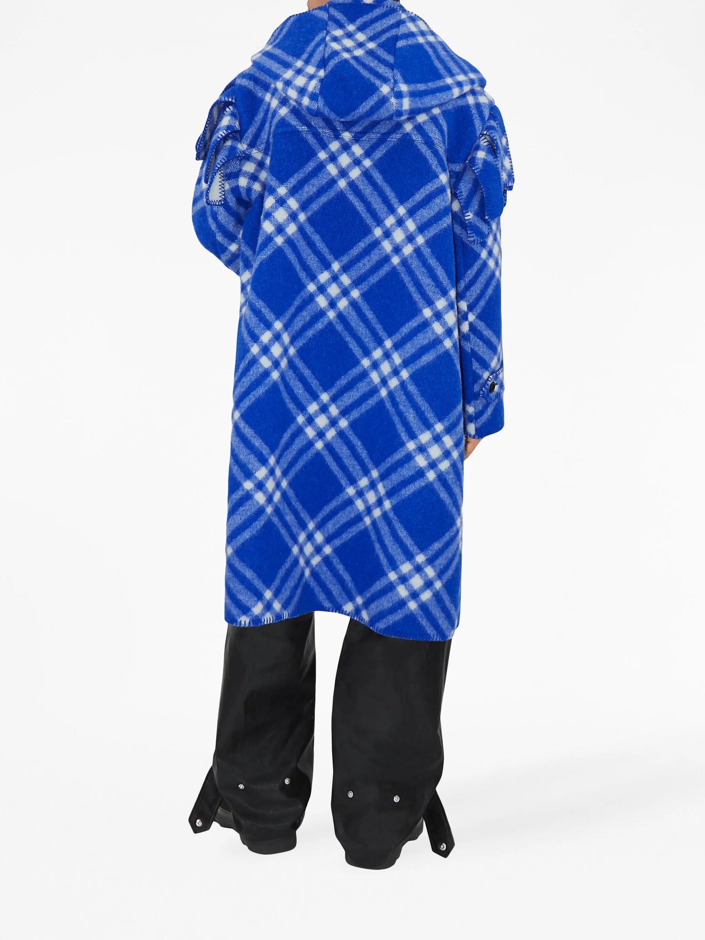 plaid-check wool blanket cape