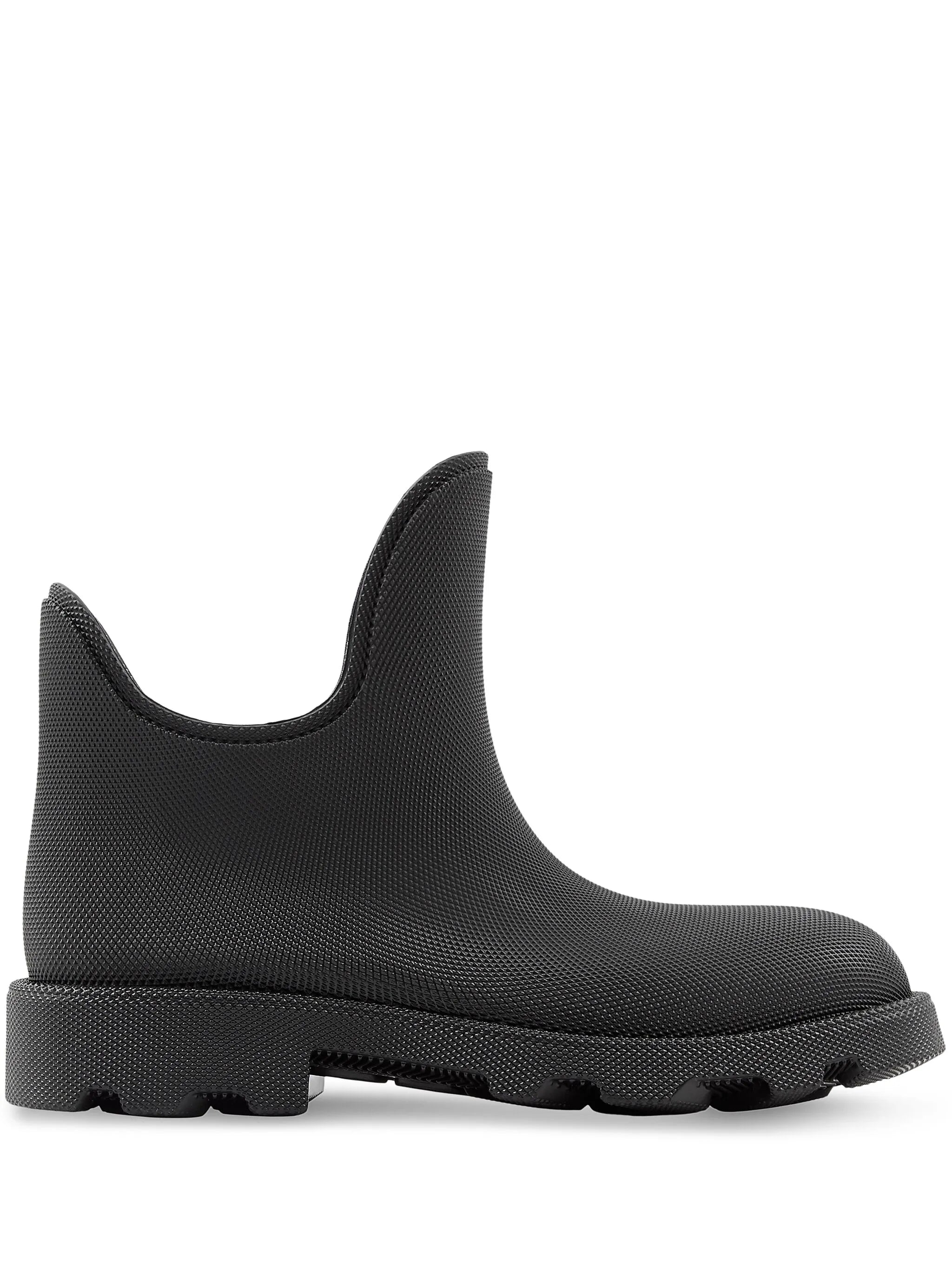 textured-finish round-toe boots
