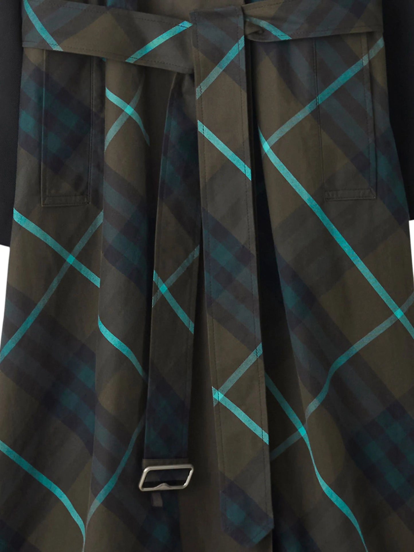 check-plaid reversible trench coat