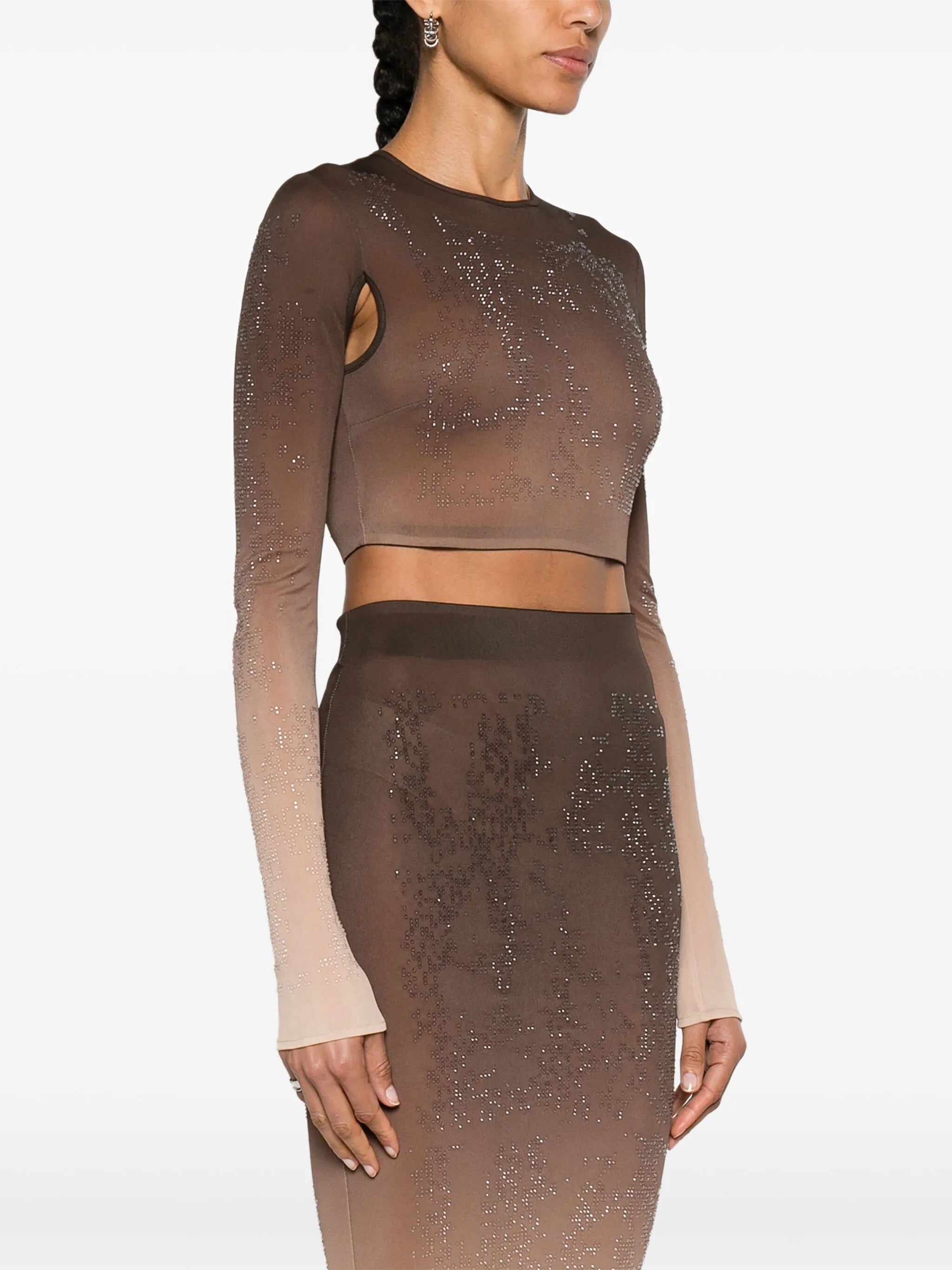 rhinestone-embellished ombré crop top