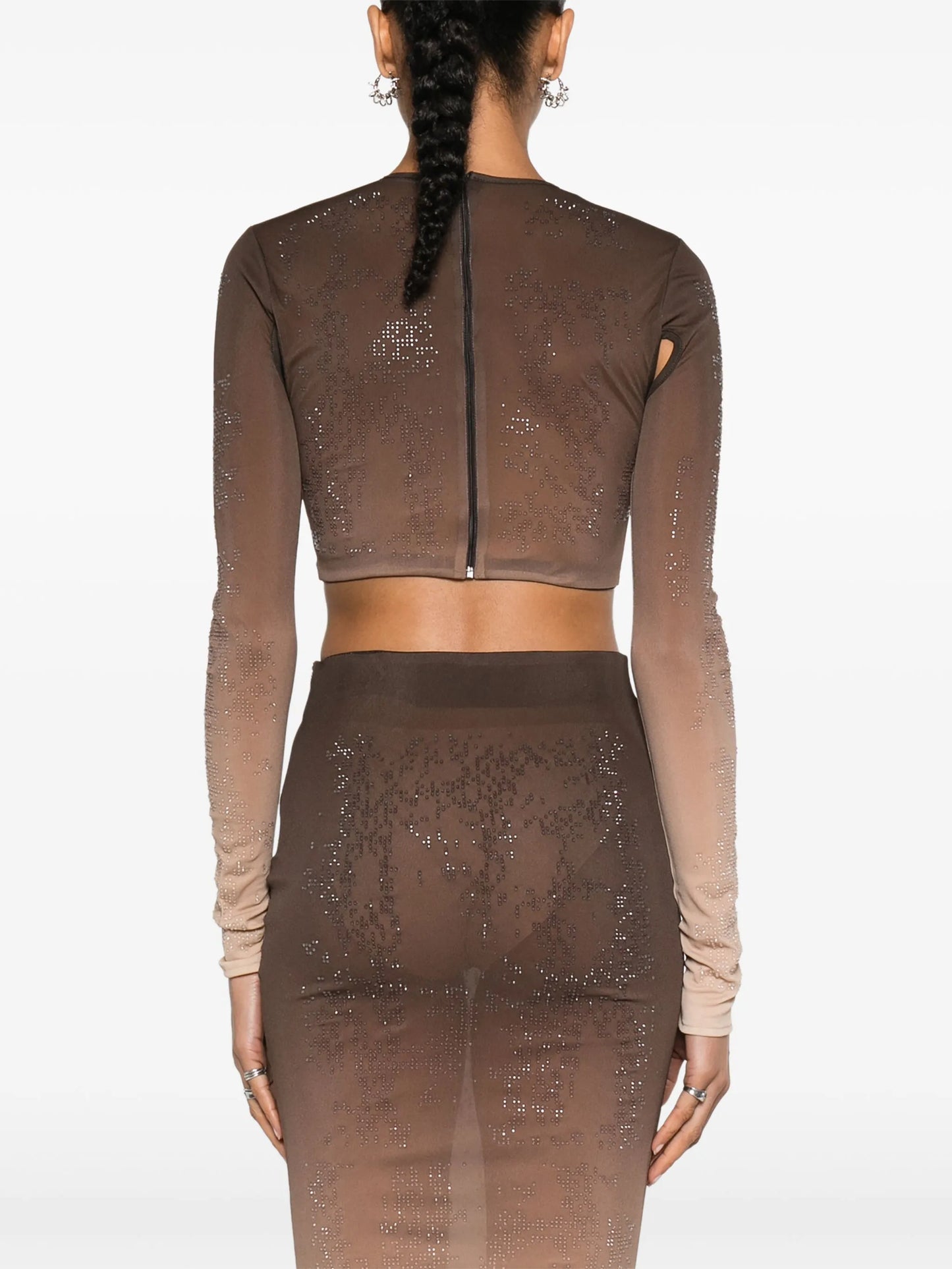 rhinestone-embellished ombré crop top