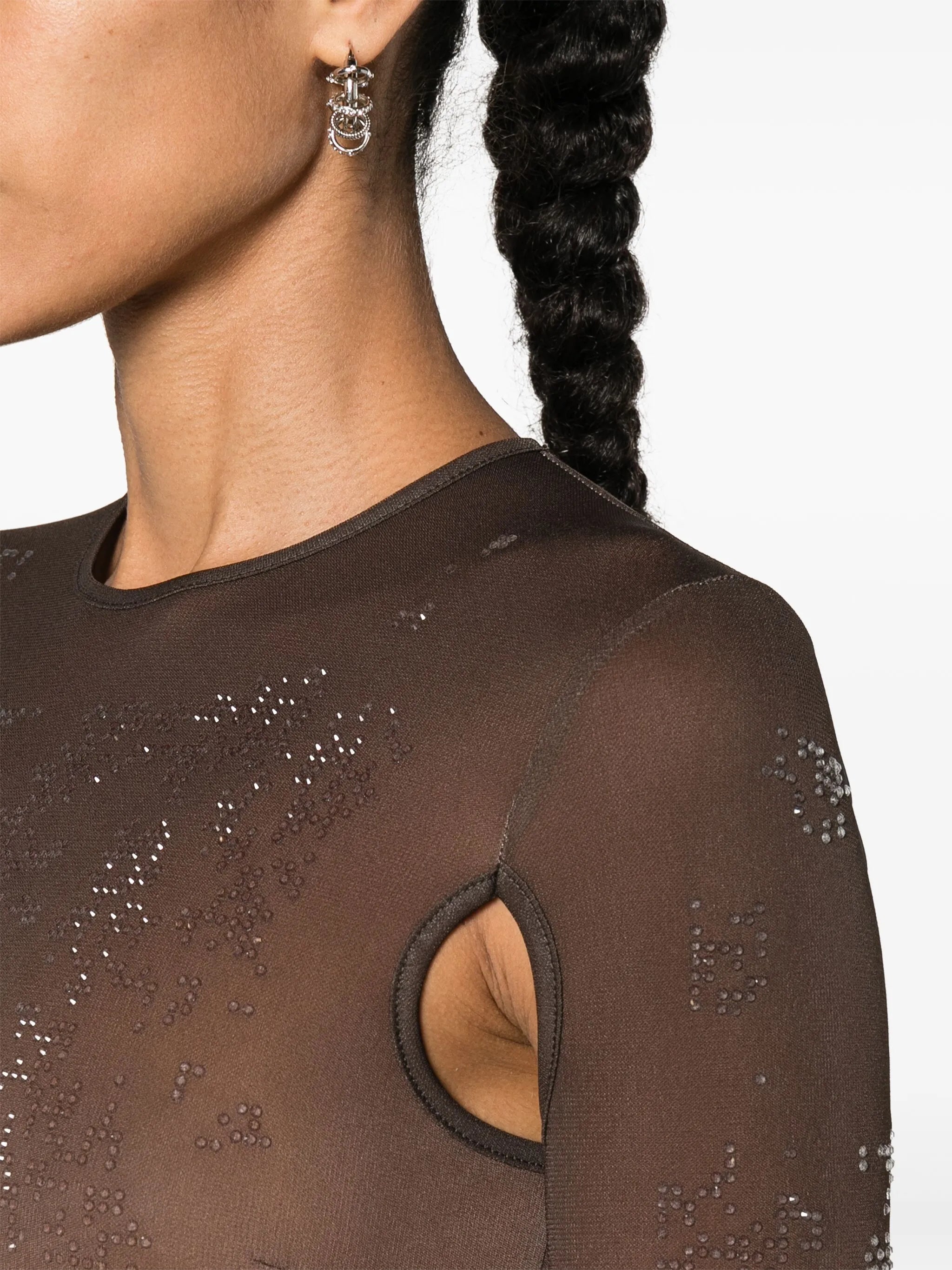 rhinestone-embellished ombré crop top