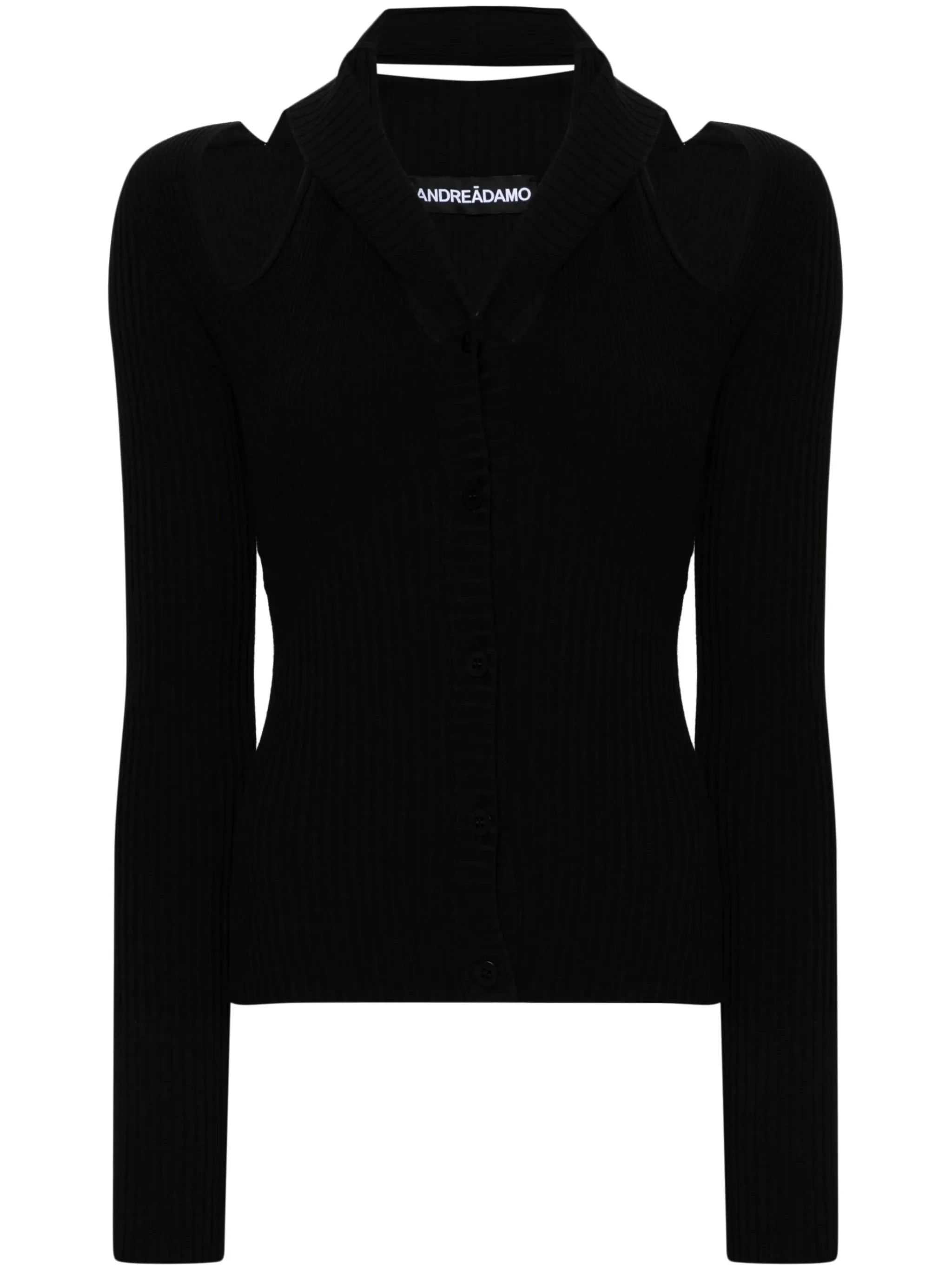 shawl-collar ribbed cardigan