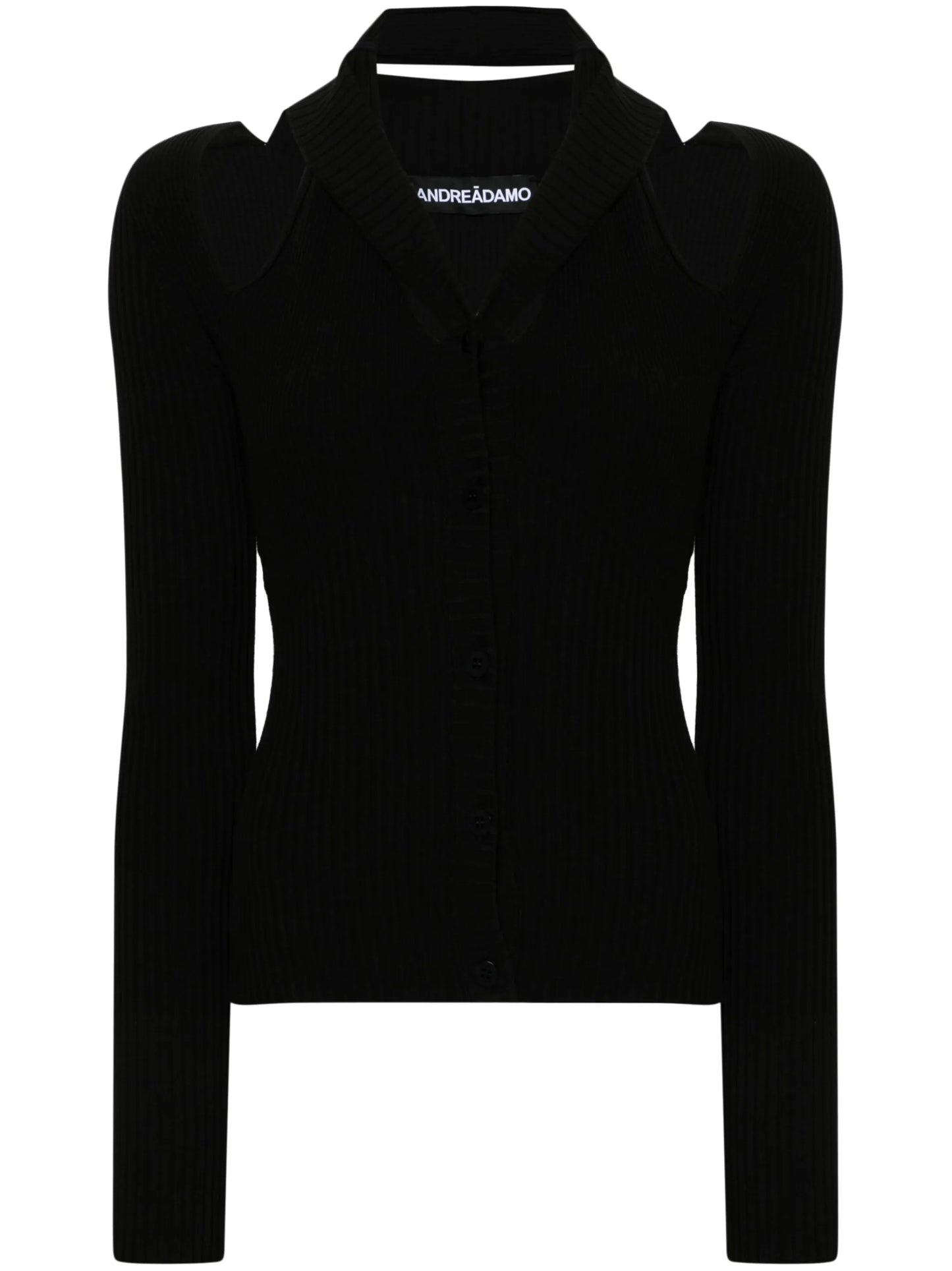 shawl-collar ribbed cardigan