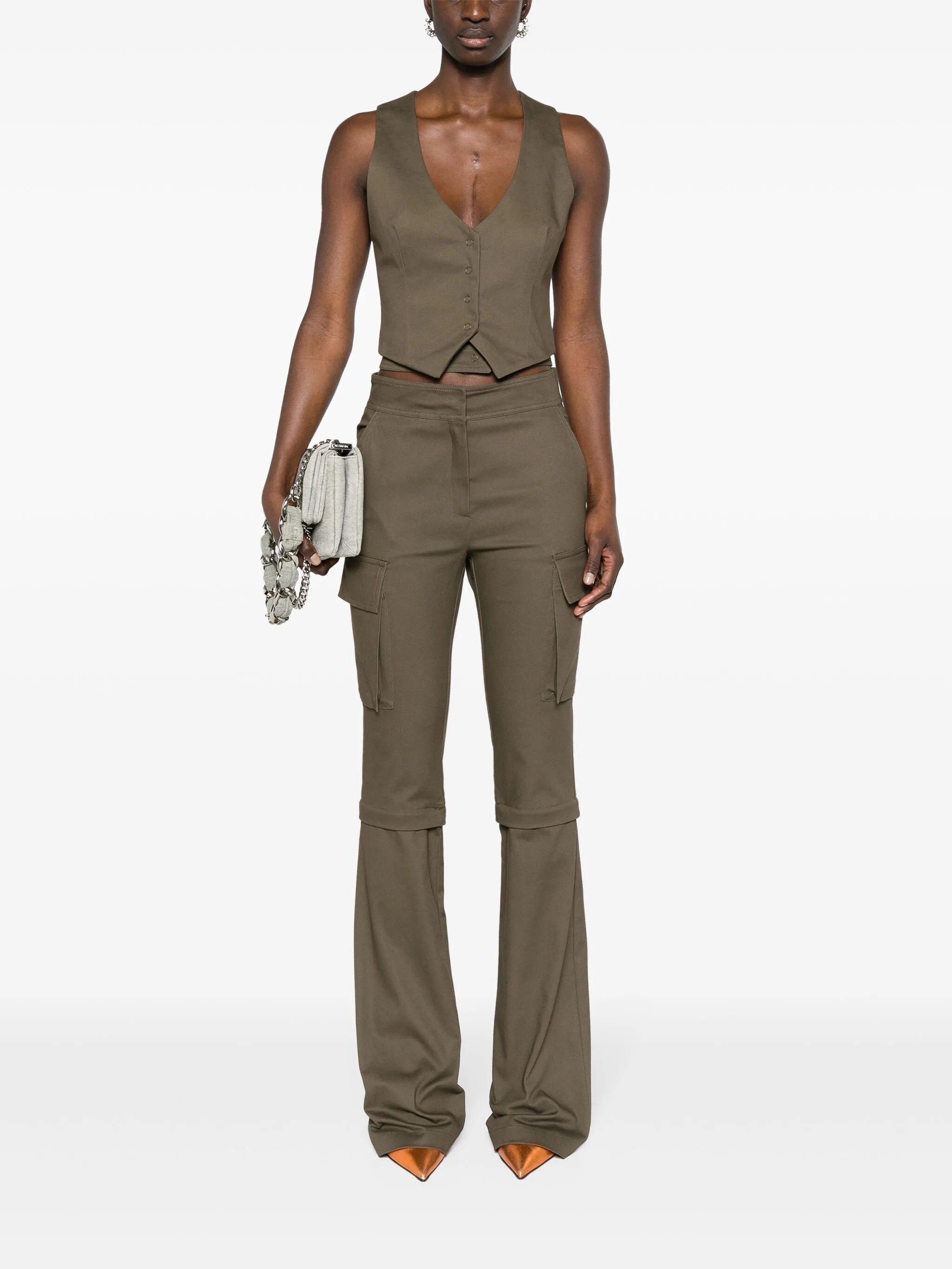 crossover-straps twill gilet