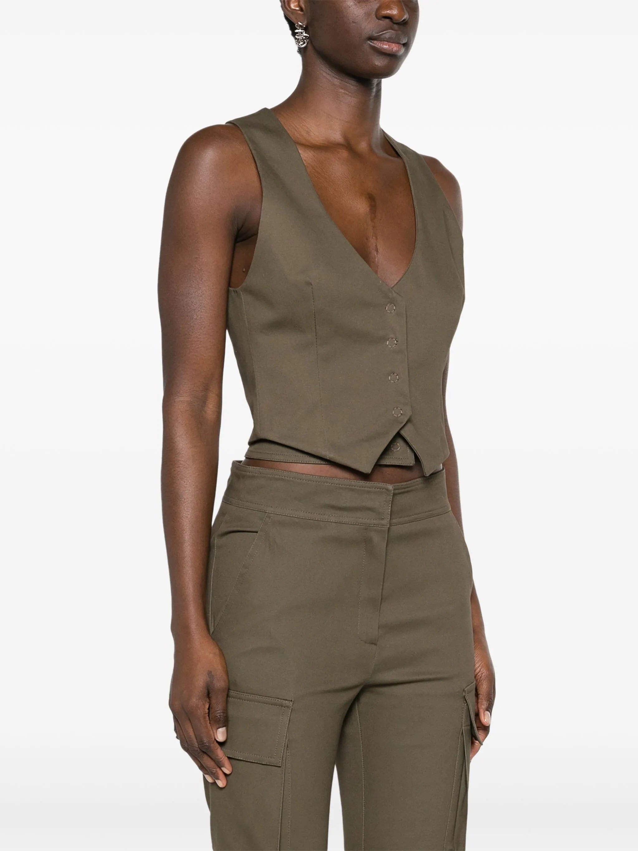 crossover-straps twill gilet