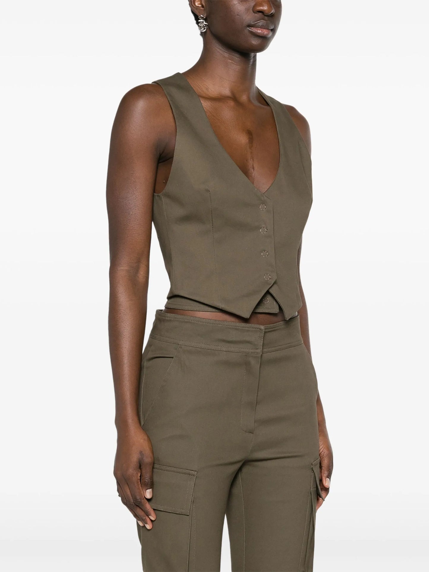 crossover-straps twill gilet