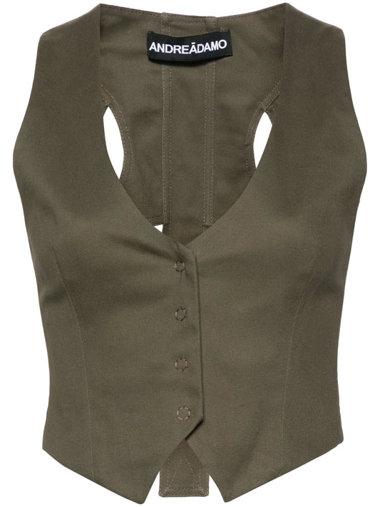 crossover-straps twill gilet