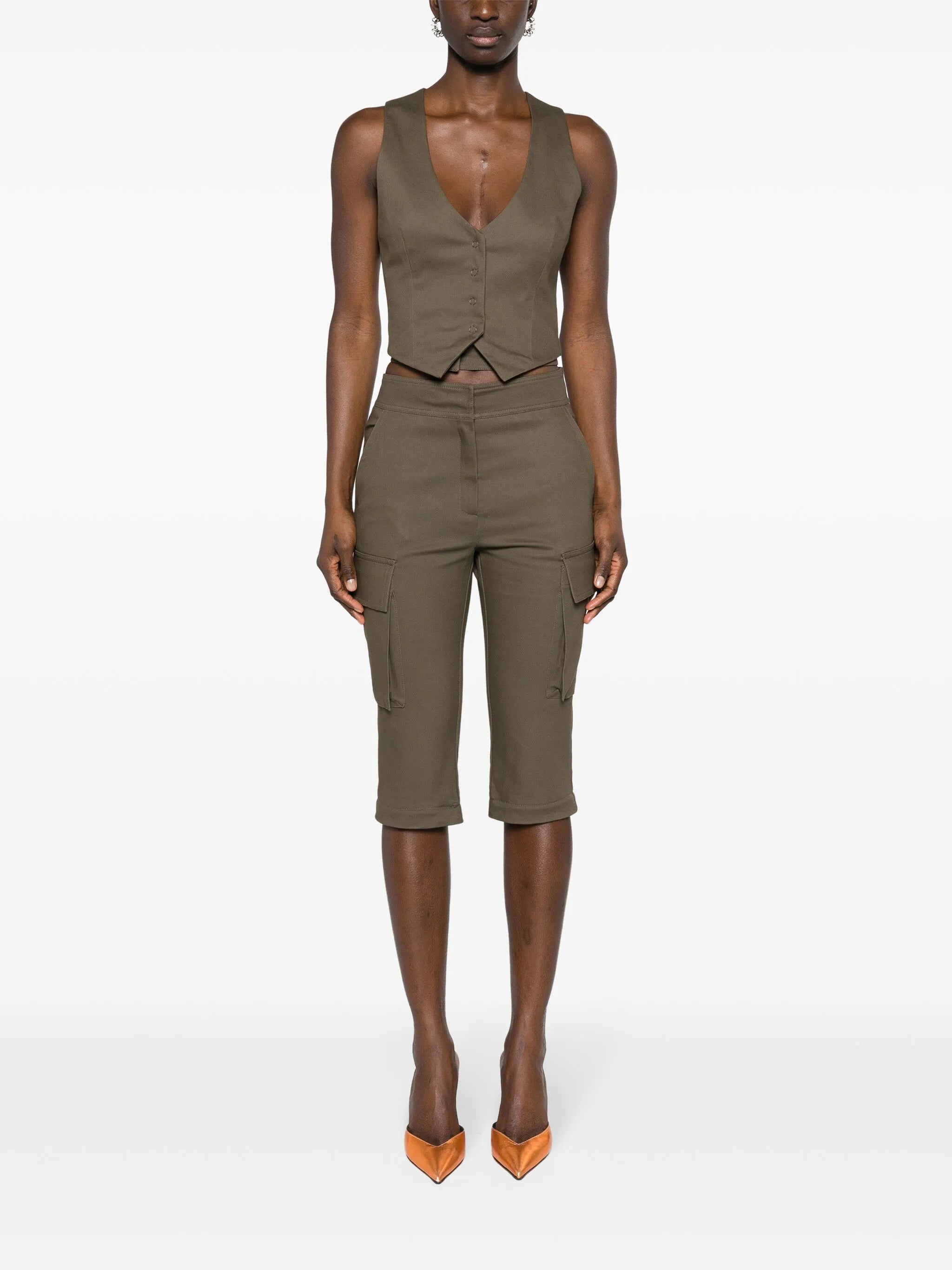 double-belt flared trousers