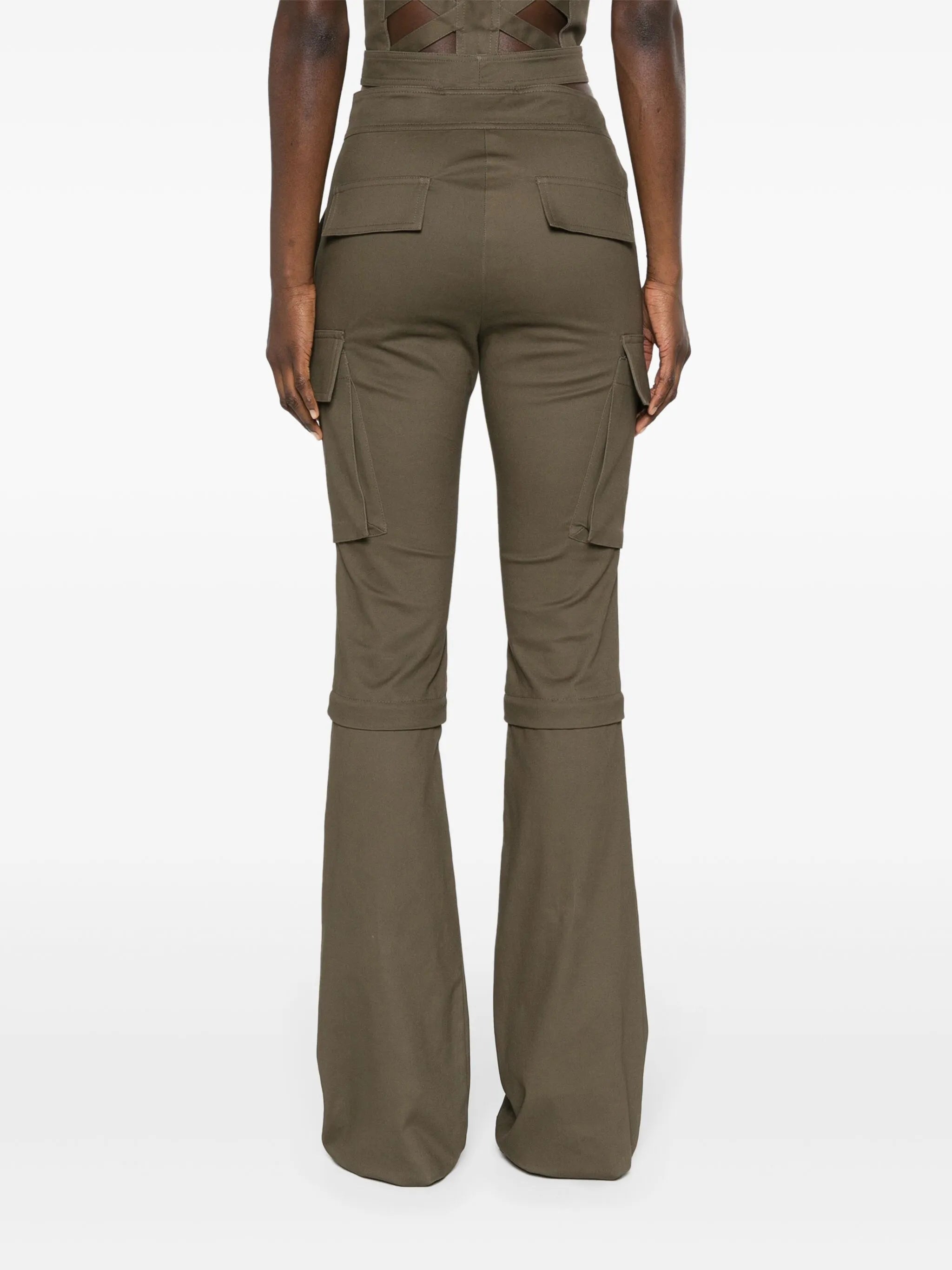 double-belt flared trousers