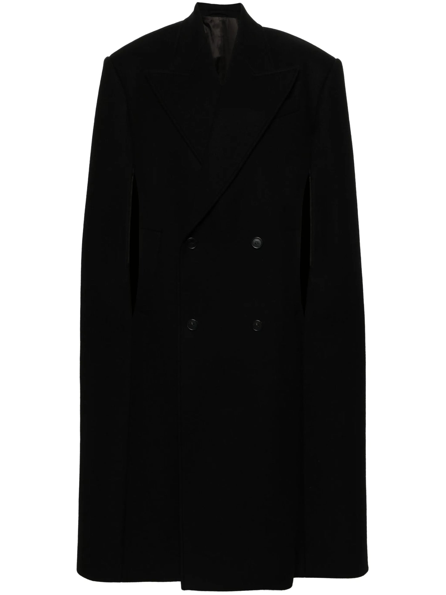 double-breasted wool cape