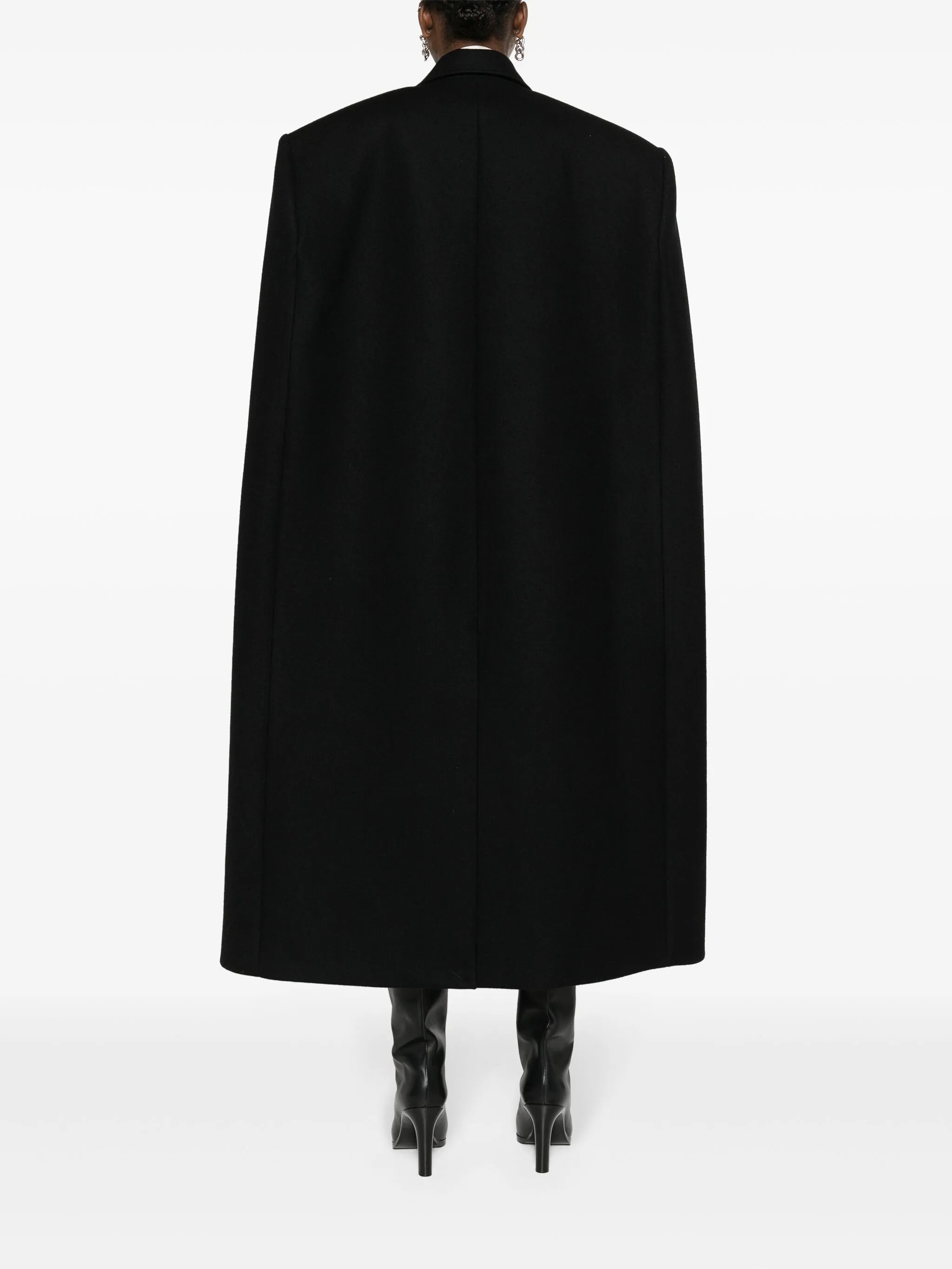 double-breasted wool cape