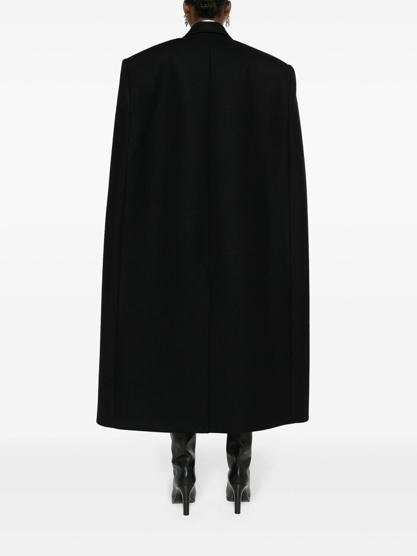 double-breasted wool cape