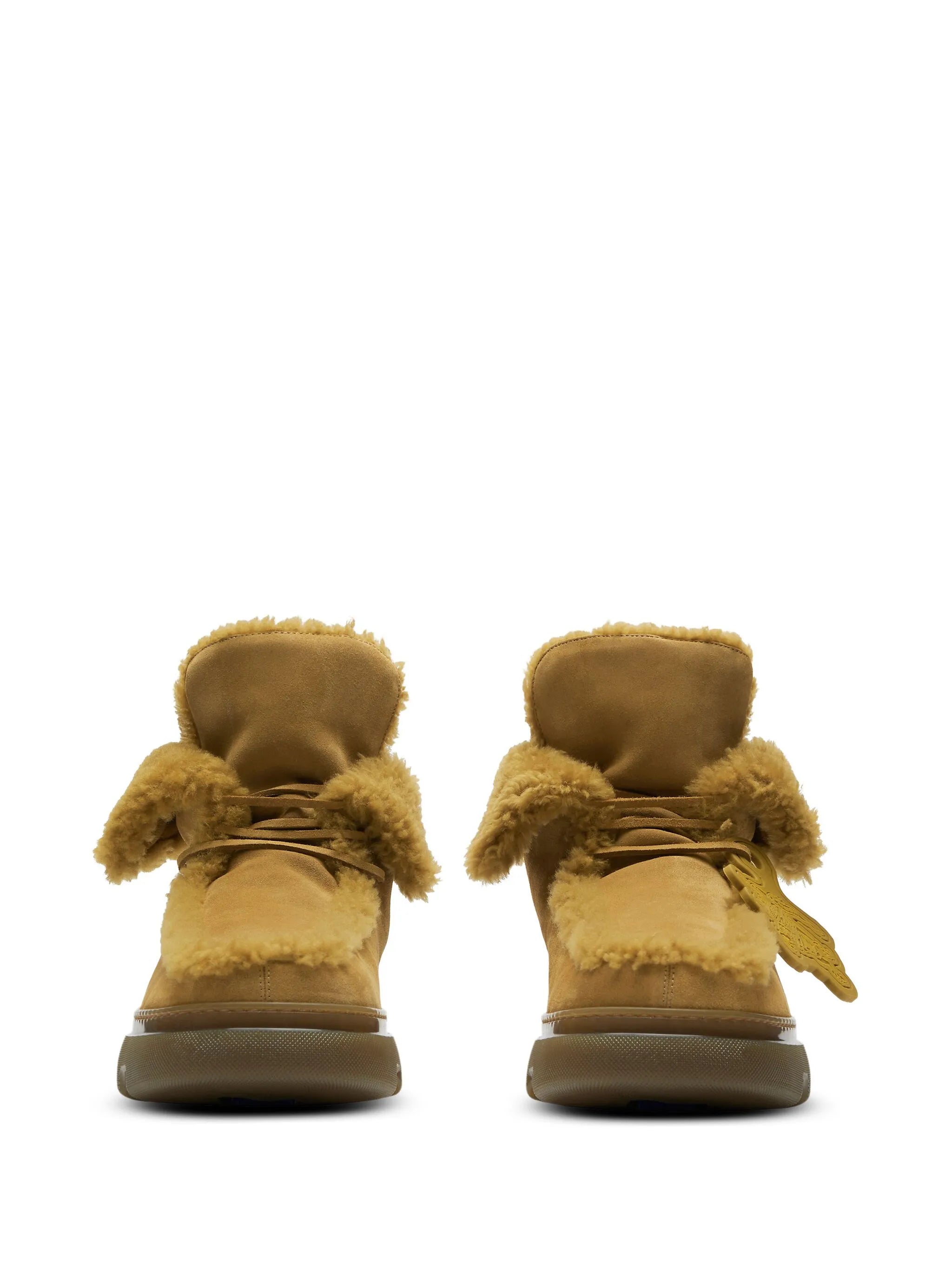 Creeper shearling-trim suede boots