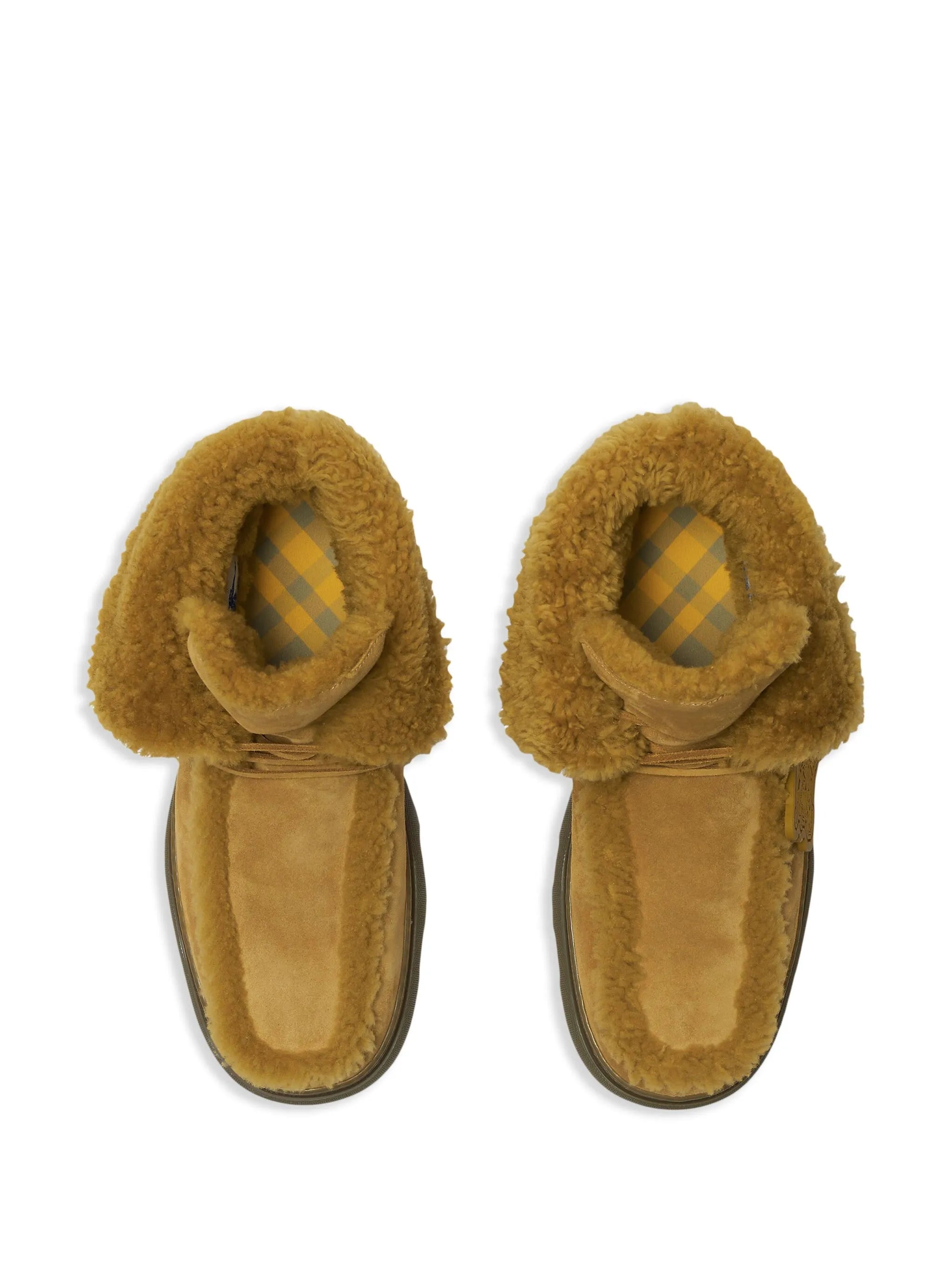Creeper shearling-trim suede boots