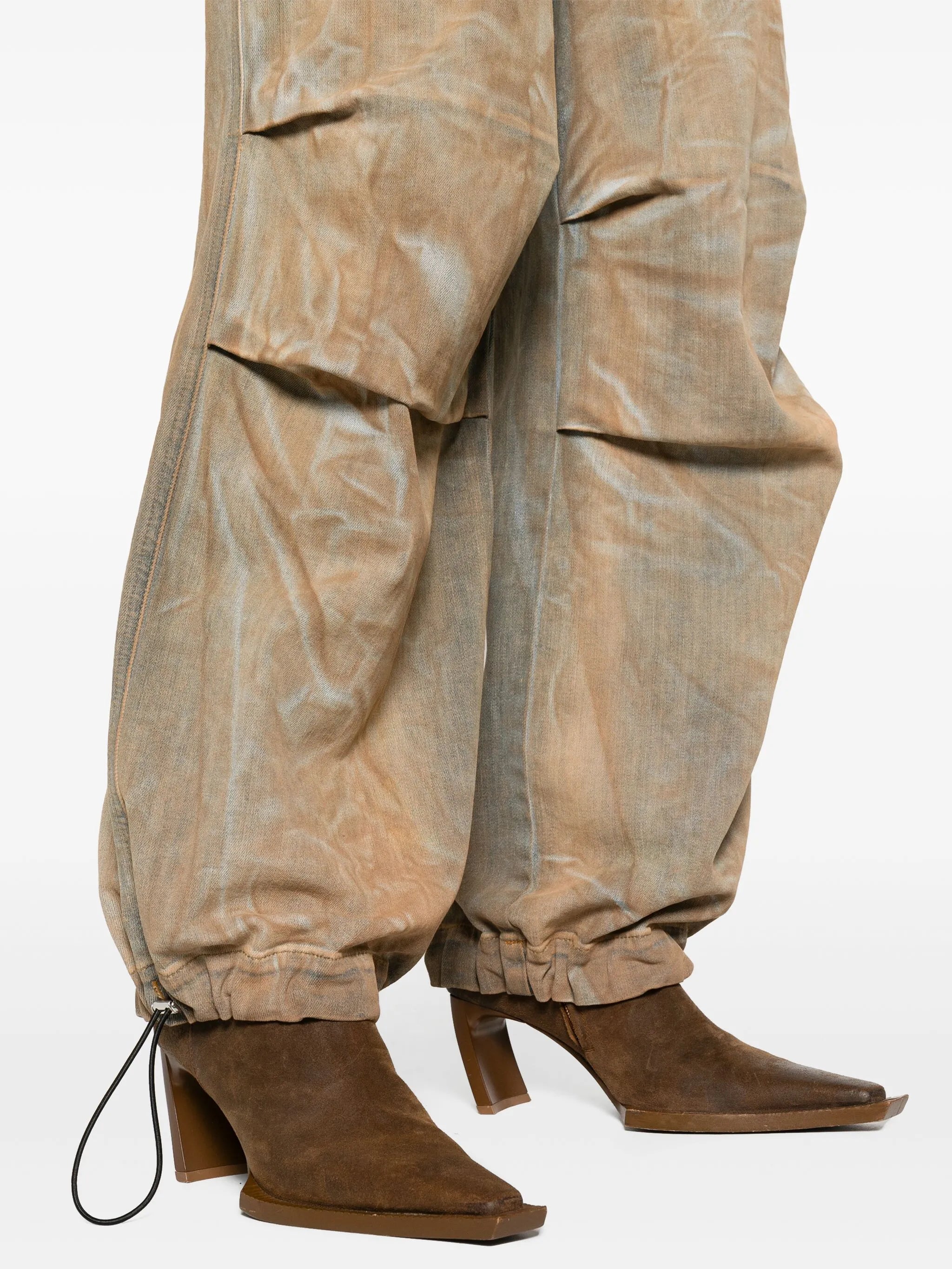 high-waist cargo jeans
