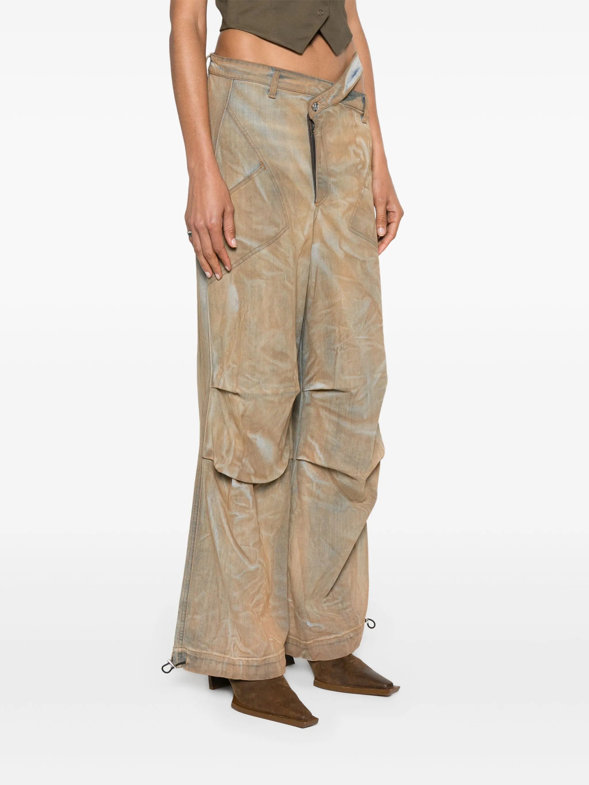 high-waist cargo jeans
