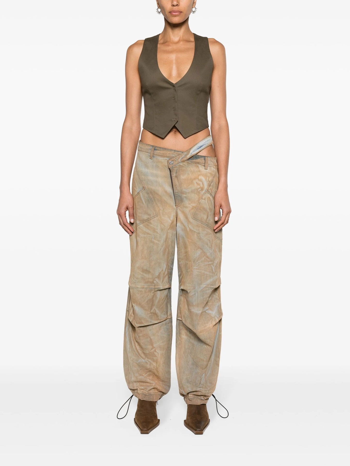 high-waist cargo jeans