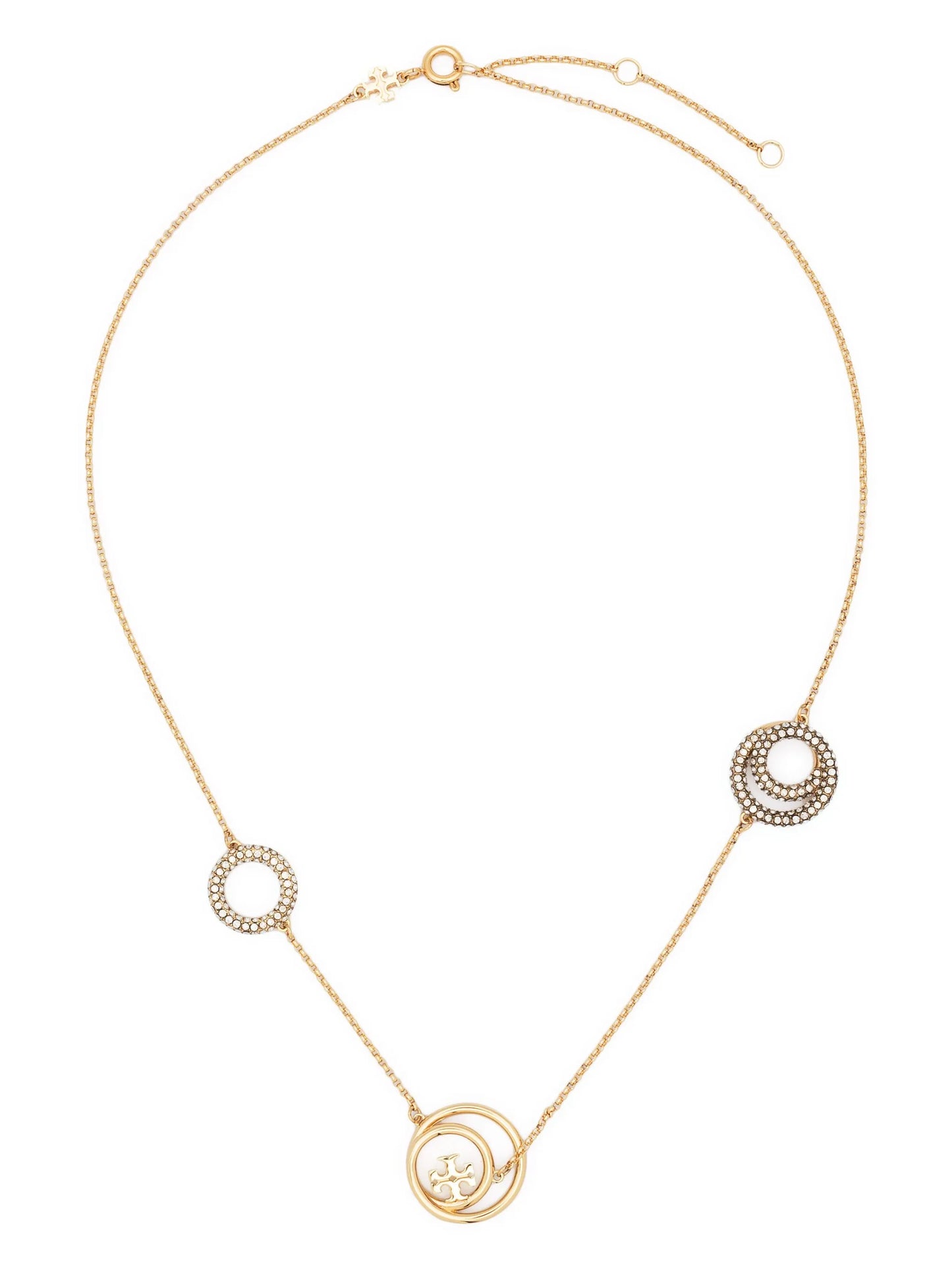 Double T crystal chain necklace
